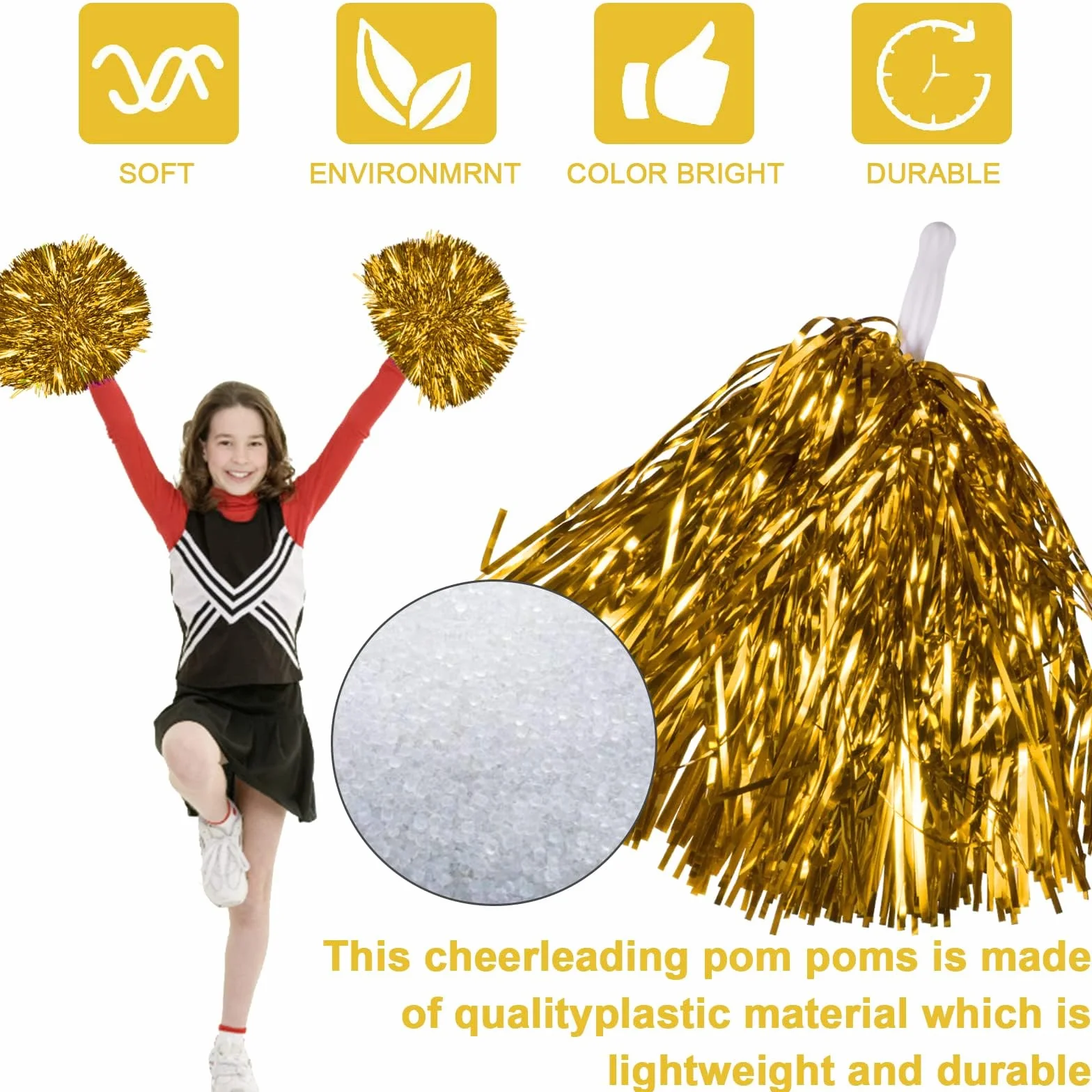 Pompony cheerleaderek ręcznie robione kwiaty metaliczne wielokolorowe na zawody sportowe imprezy karnawałowe