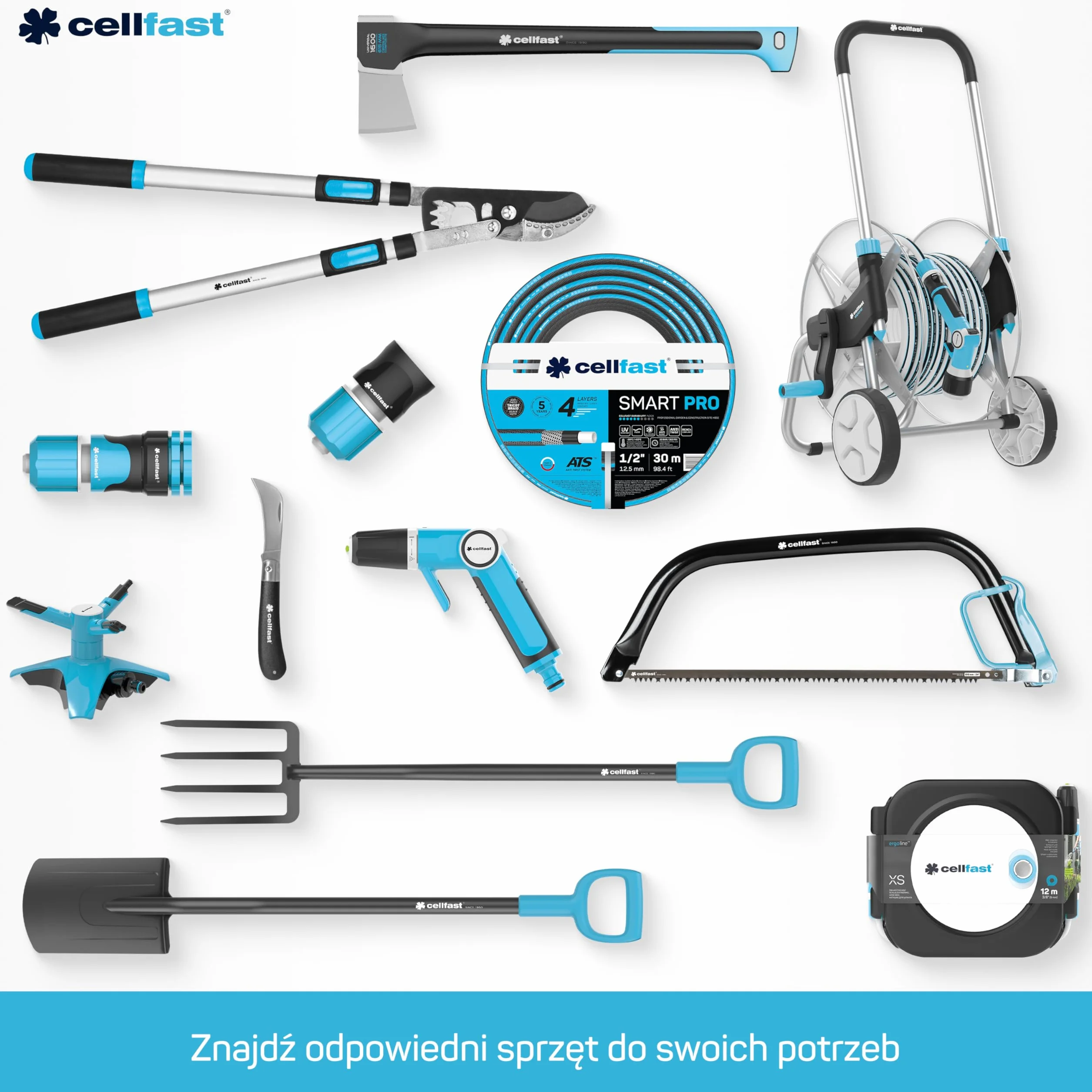 Cellfast Wąż Ogrodowy Smart Pro ATS - 4-Warstwowy - Wytrzymały - 1/2" 50 m - Nawadnianie Ogrodu