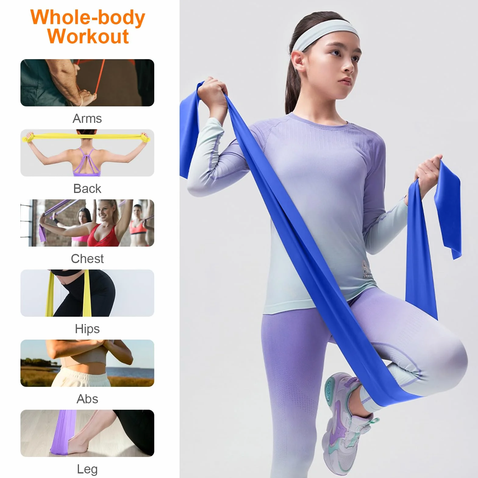 GRIFEMA GA5002 Gumowe Taśmy Fitness [Zestaw 4] 1,8M, Taśmy Oporowe z 4 Poziomami Oporu do Treningu Siłowego, Jogi, Pilates