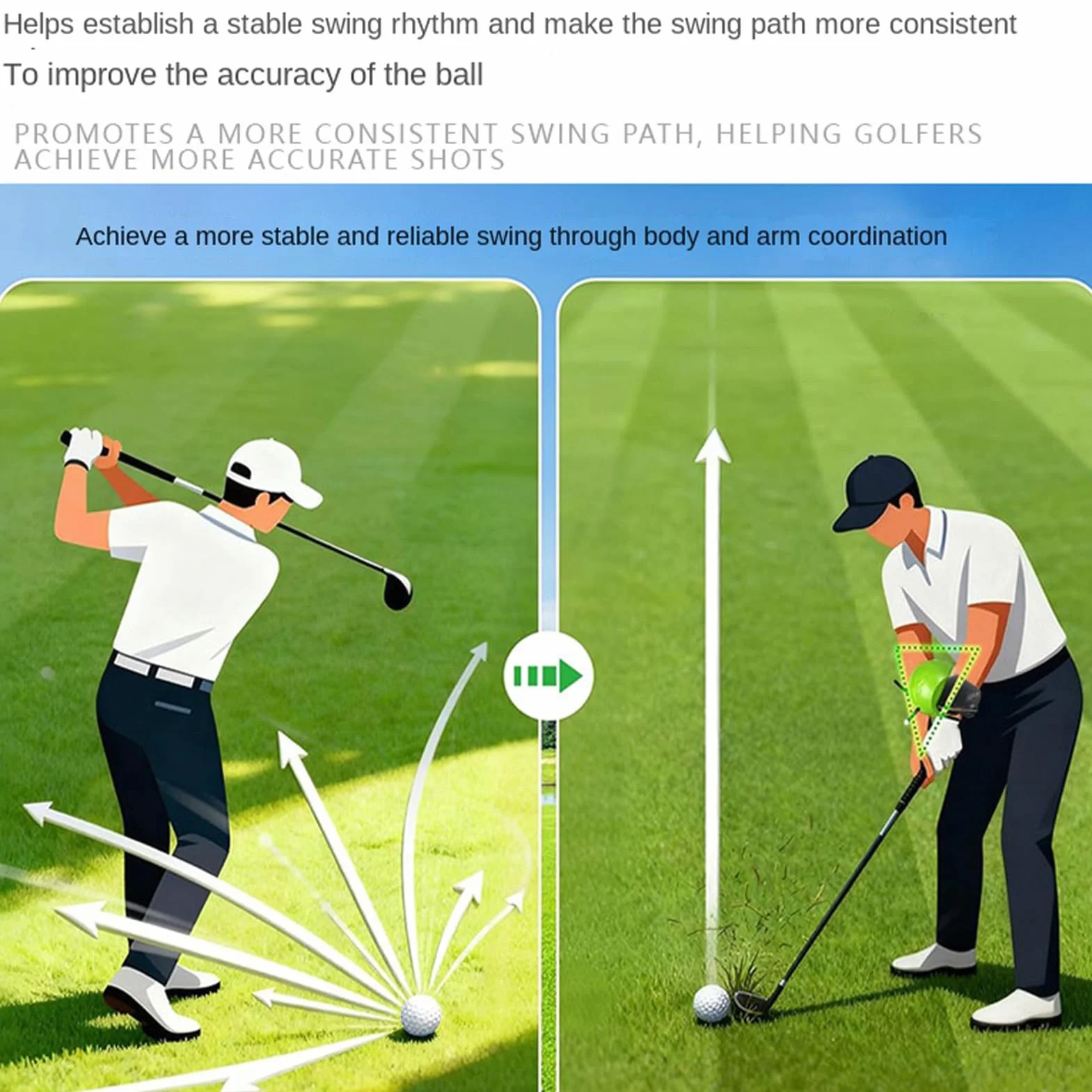 The Connector Golf, ulepszające pozycjonowanie dłoni, inteligentna piłka golfowa pomoc treningowa, dla golfistów uderzających w podwórko dla kobiet mężczyzn sportów na świeżym powietrzu dla