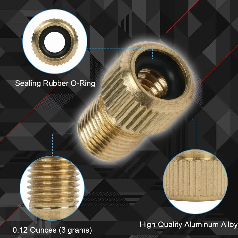 Flintronic Mosiężny Adapter do Zaworu Presta i Schradera 3 Szt. Złoty