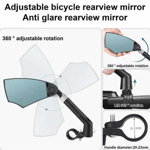 Dokeno Tylne lusterko rowerowe obracane 360° regulowane odporne na uderzenia