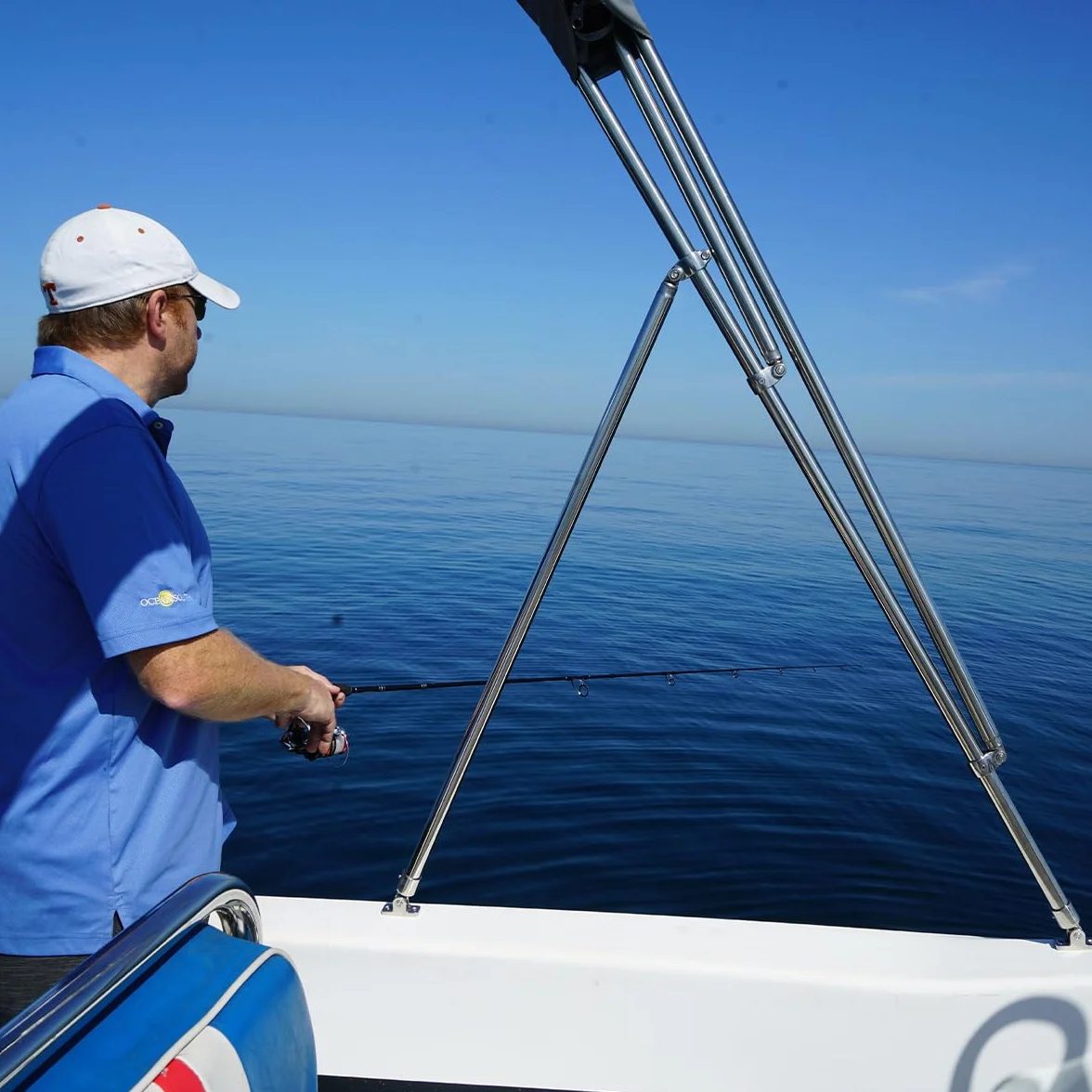 Oceansouth Blat Bimini ze stali nierdzewnej 3 kokardki zintegrowany bagażnik ciemnoszary 1,9-2,1 m
