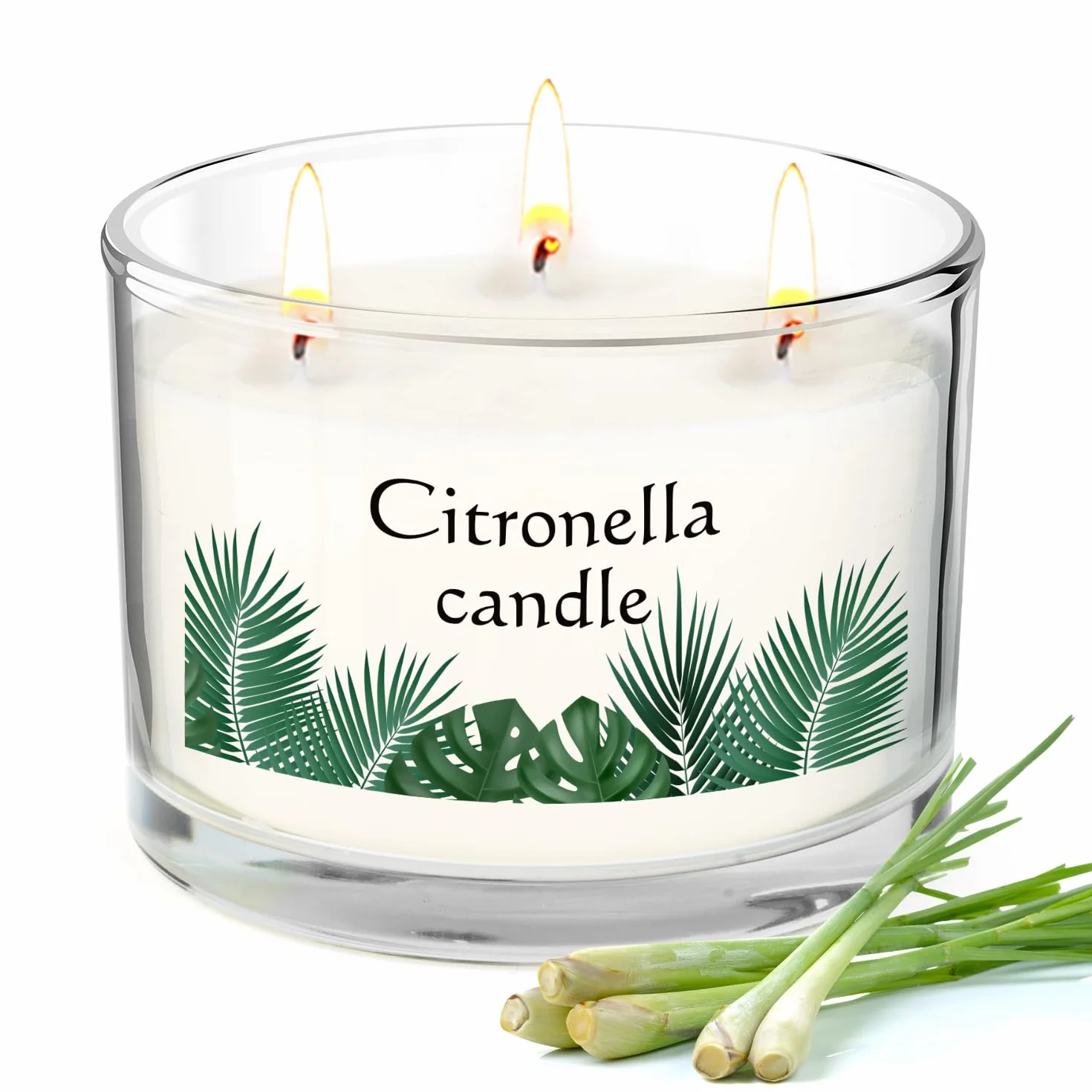 Świece Citronella duże szkło 130h naturalny wosk sojowy na zewnątrz