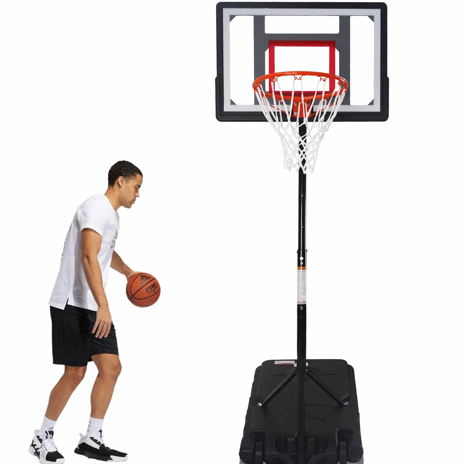 Przenośny kosz do koszykówki regulowany 95-229 cm, stojak z tylną płytą PC 80 cm