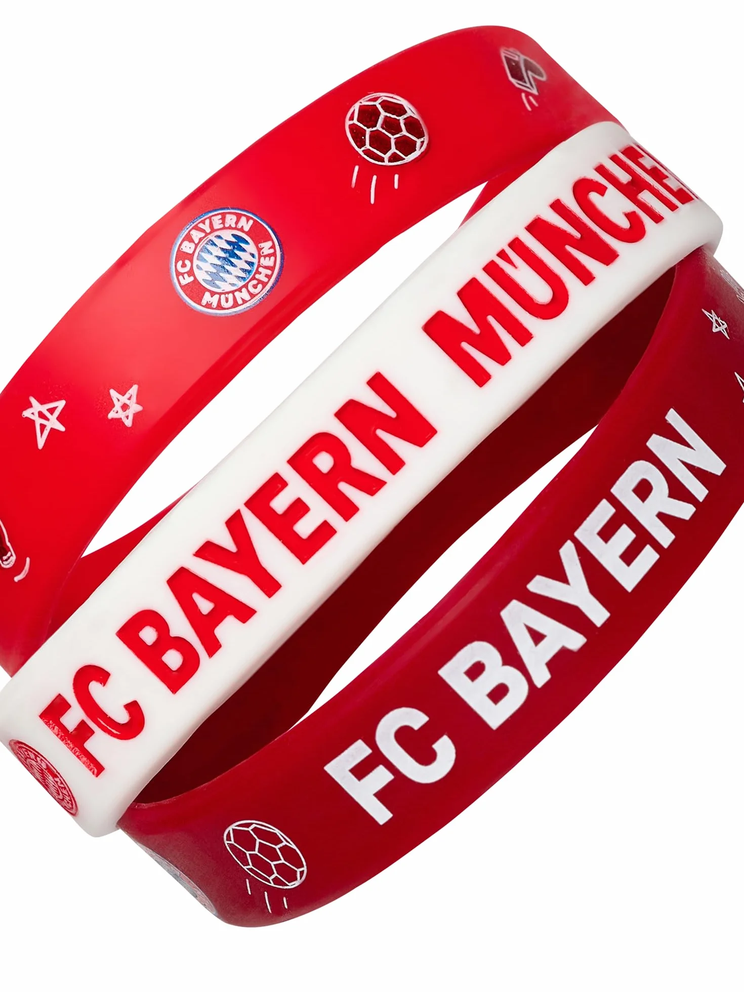 FC Bayern München Bransoletka dziecięca zestaw 3 sztuk silikon czerwony biały