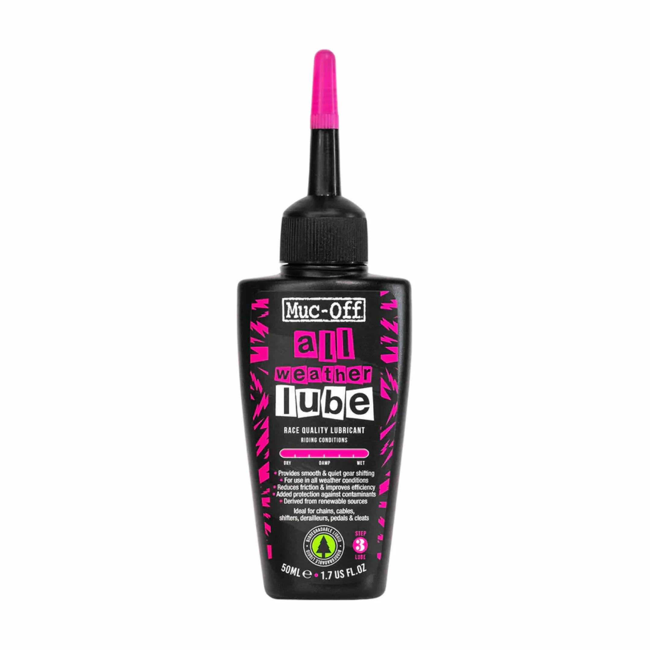Muc-Off All-Weather Chain Lube, 50ml – Smar do Łańcucha Rowerowego, Olej do Łańcucha Rowerowego, Olej do Smarowania Łańcucha – Biodegradowalny Olej do Łańcucha do Każdych Warunków Pogodowych