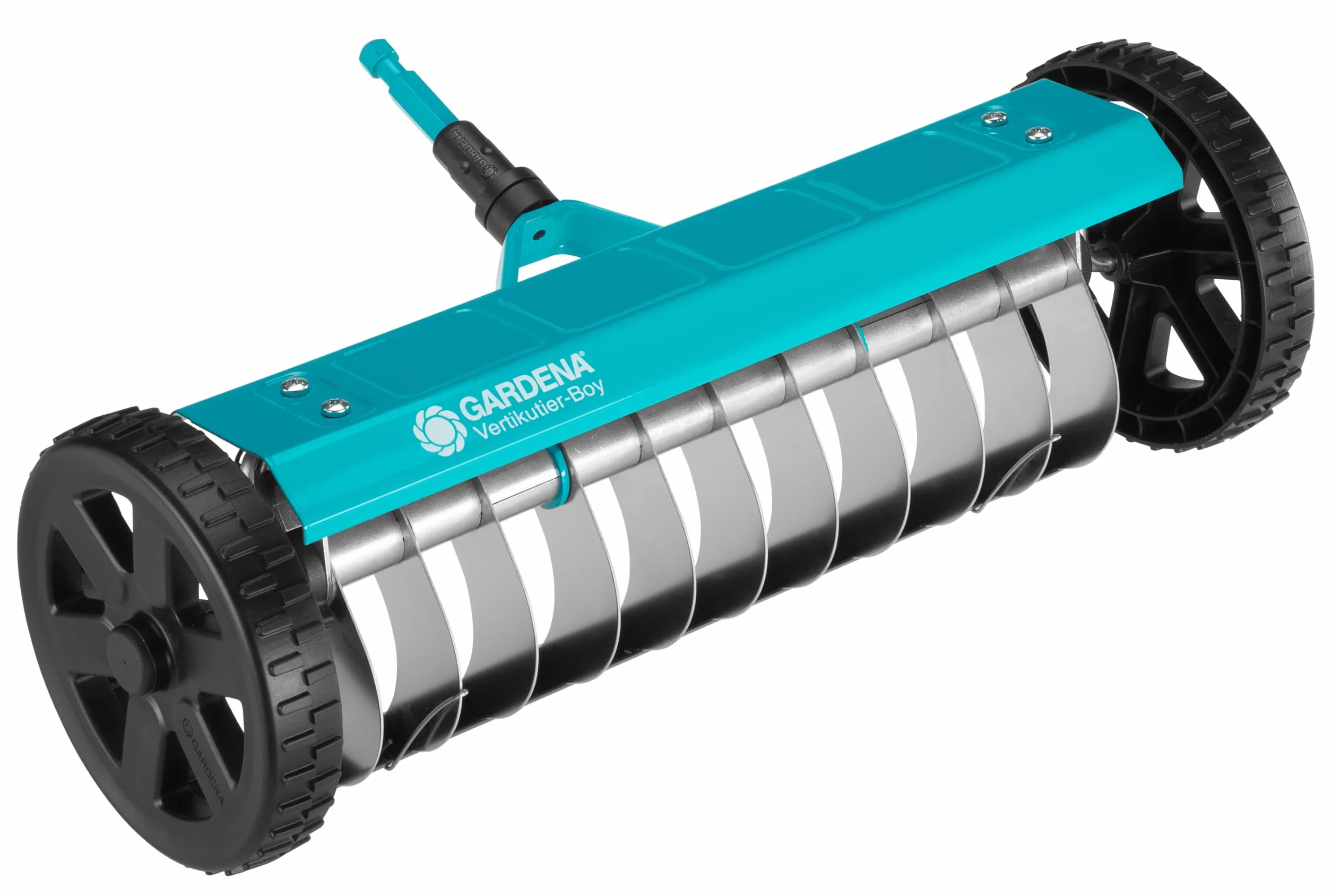 Gardena combisystem wertykulator na kółkach: wertykulator ręczny do usuwania mchu, chwastów i filcu trawnikowego, szerokość robocza 32 cm, wytrzymałe kółka i podnoszona oś ułatwiające pracę (3395-20)