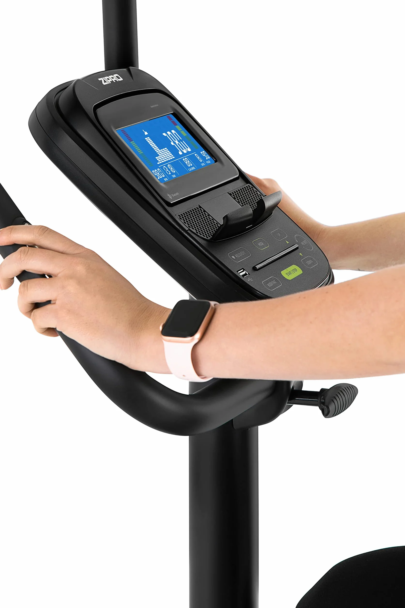 ZIPRO Flame Rower Stacjonarny Elektryczno-Magnetyczny - Domowy Sprzęt Fitness - Kompatybilny z iConsole i Kinomap - Sterowanie za Pomocą Smartfona - Pomiar Pulsu i Tkanki Tłuszczowej