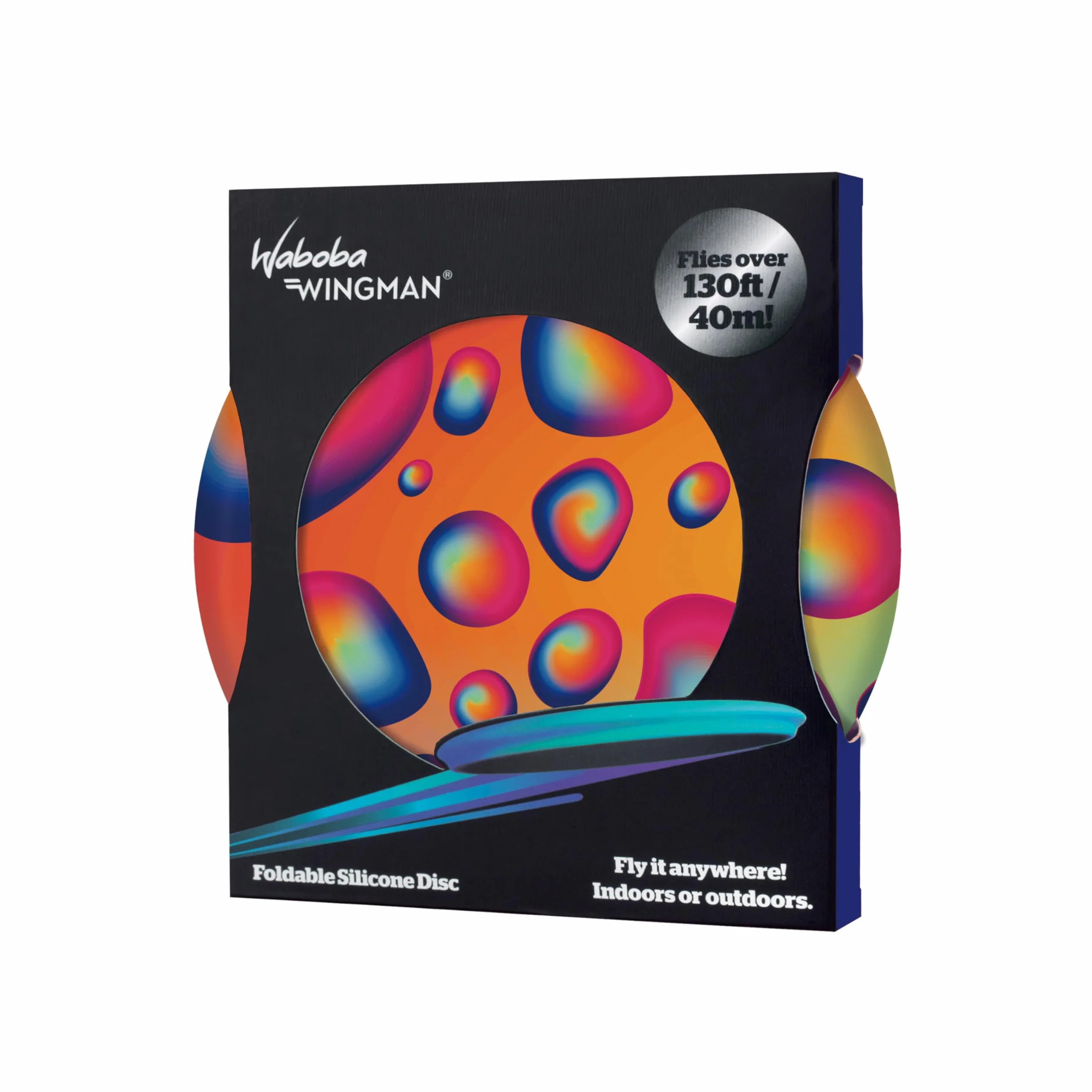 Waboba Oryginalny składany silikonowy dysk Wingman, prosty i daleki, idealny dla dzieci i dorosłych – model, 150 x 150 x 15 mm, krople płynów