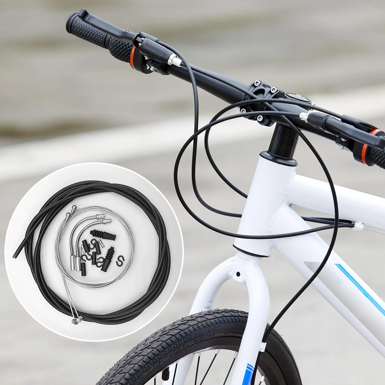 zestaw linek hamulcowych do rowerów, 2 zestawy uniwersalnych linek rowerowych Bowdenzug i linka zmiany biegów, zestaw linki hamulca rowerowego z 2 V-Bremskrümmer (90 stopni) do rowerów górskich