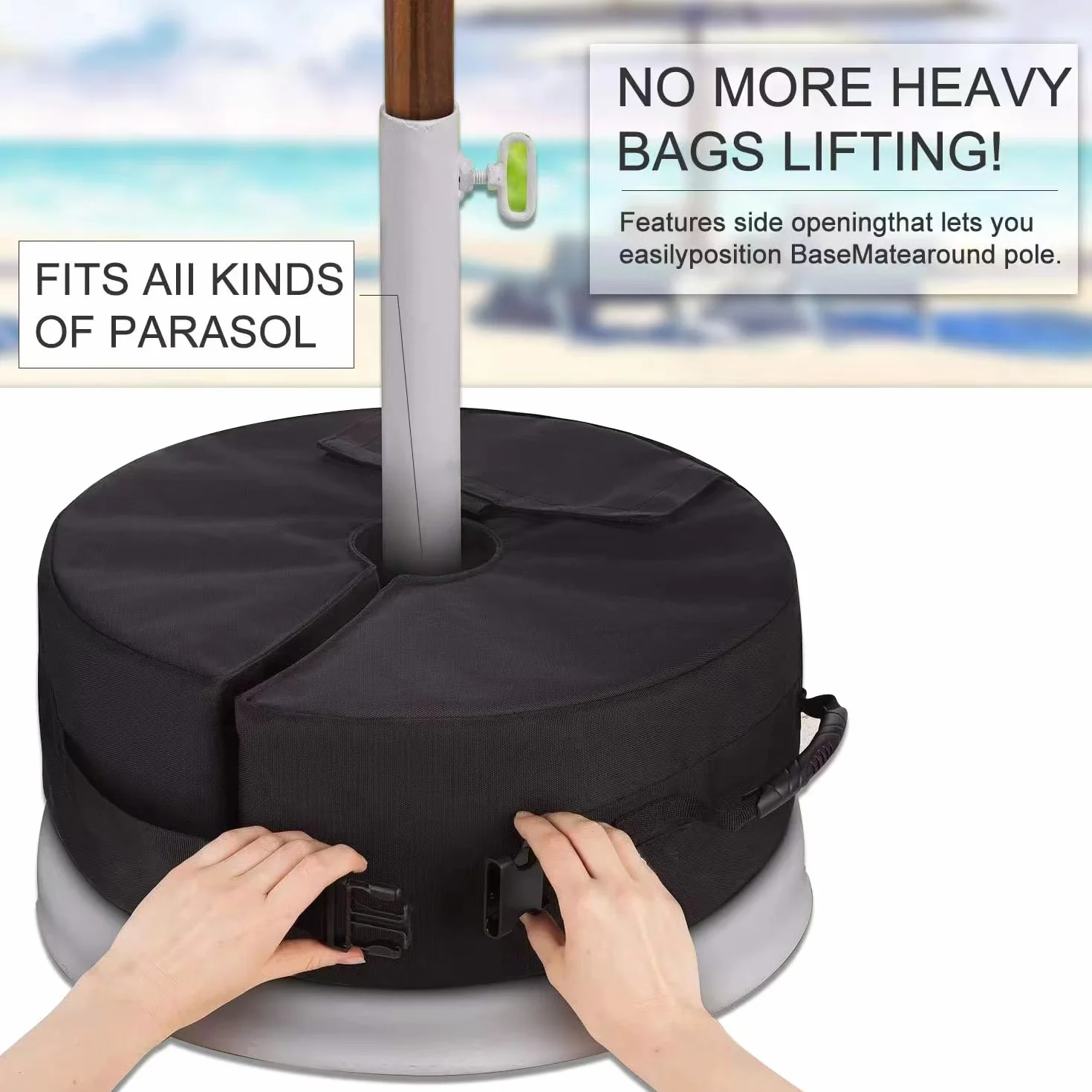 Flagest Torba Na ObciążNik Parasola - Solidna Podstawa Parasola Z Regulacją śRednicy I Bocznym Otwieraniem Uchwyt Na ObciążNik Parasola Ogrodowego OkrąGłY Parasol PrzeciwsłOneczny Patio Beach Do 40 Kg