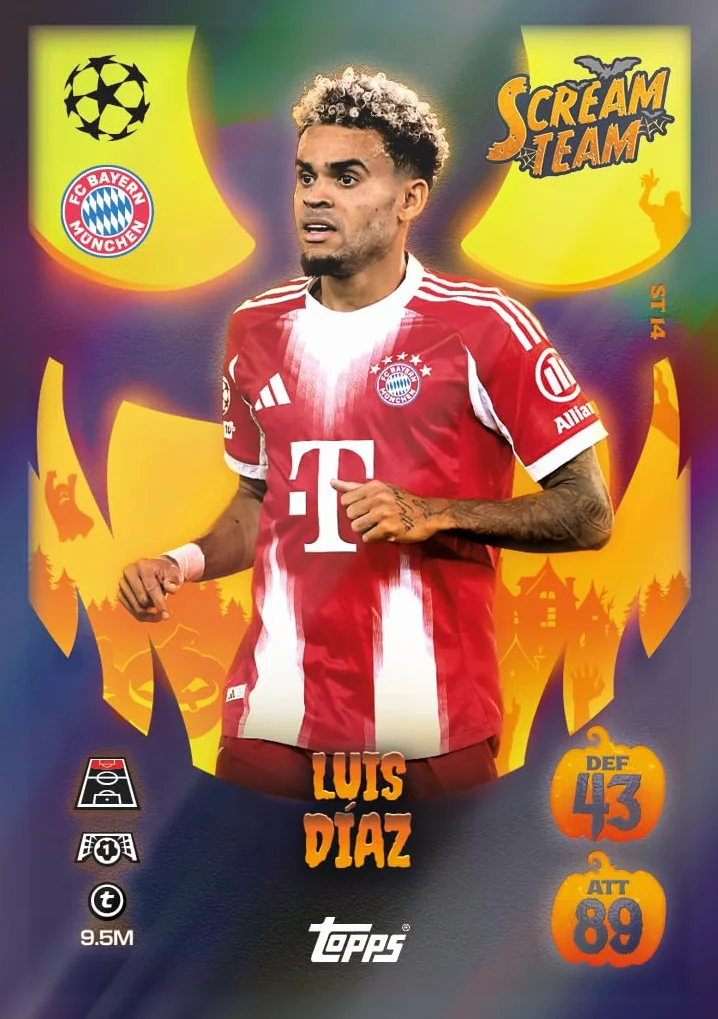 Topps UCC Match Attax 2025/26 - Update Eco Pack #1 - Scream Team - zawiera 41 kart, w tym 16 ekskluzywnych kart Scream Team i jedną kolekcjonerską kartę Starboy LE.