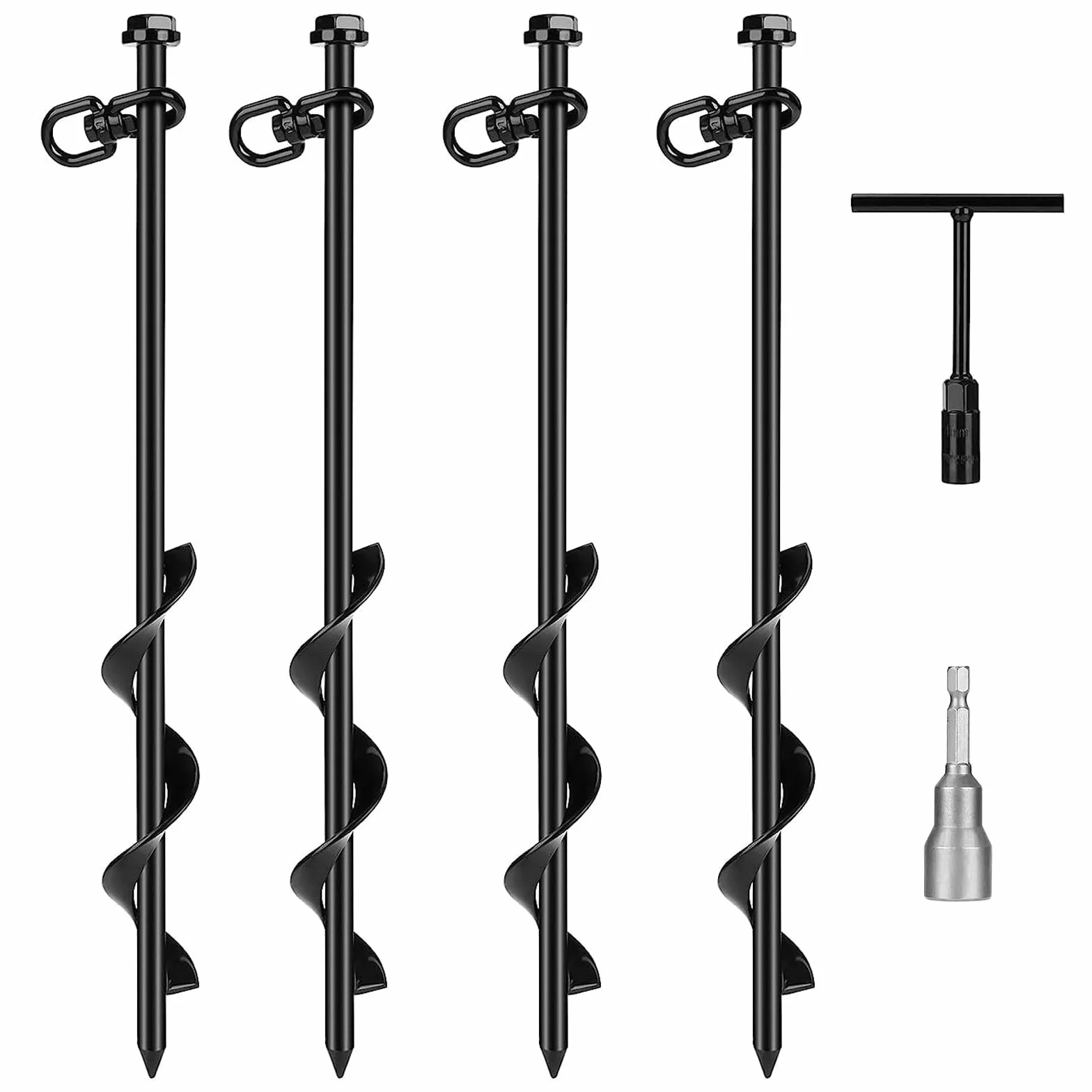 Kotwa gruntowa stalowa 40 cm 4 sztuki z adapterem wiertniczym