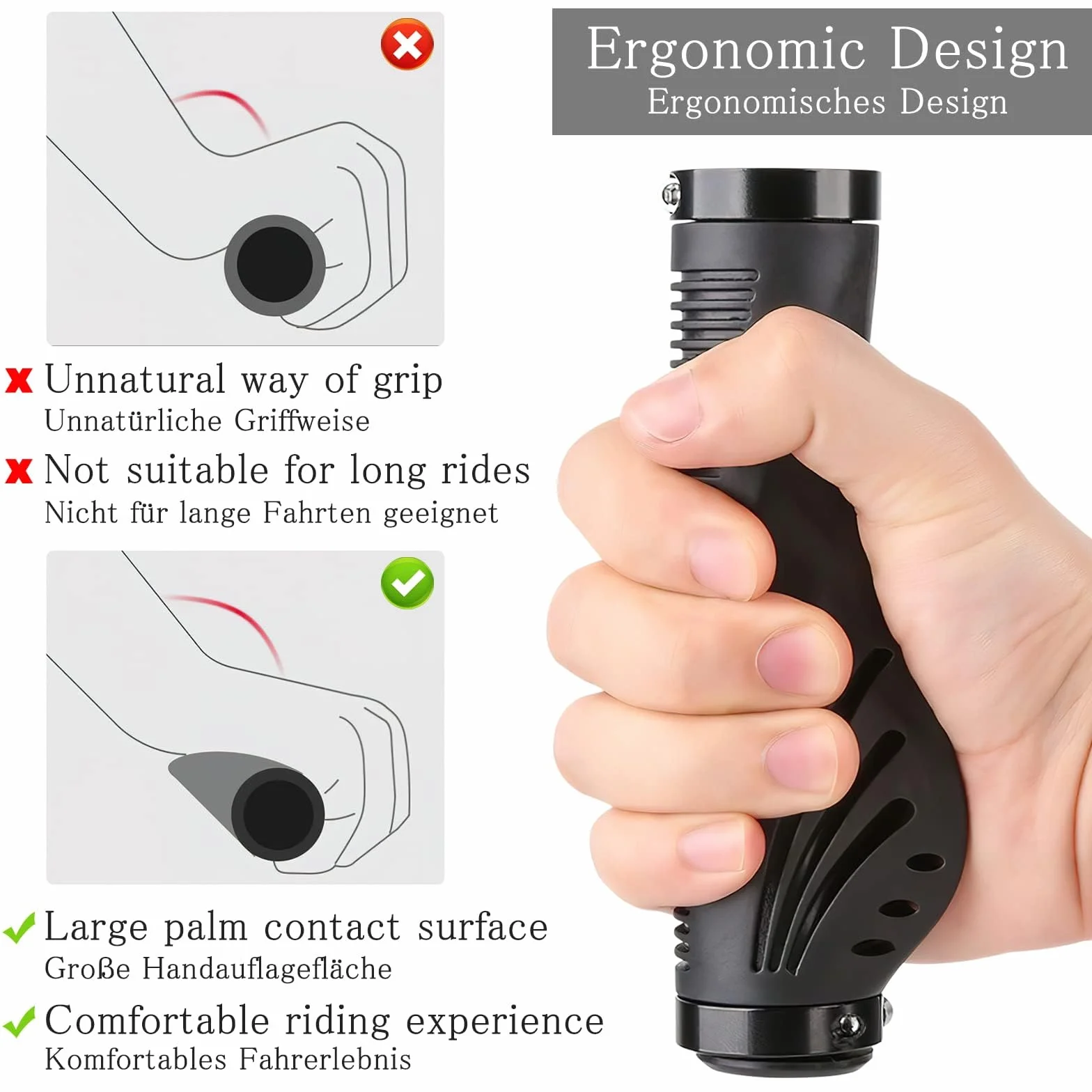 Apomoons Zestaw uchwytów na kierownicę rowerową, 1 para ergonomicznych antypoślizgowych uchwytów MTB