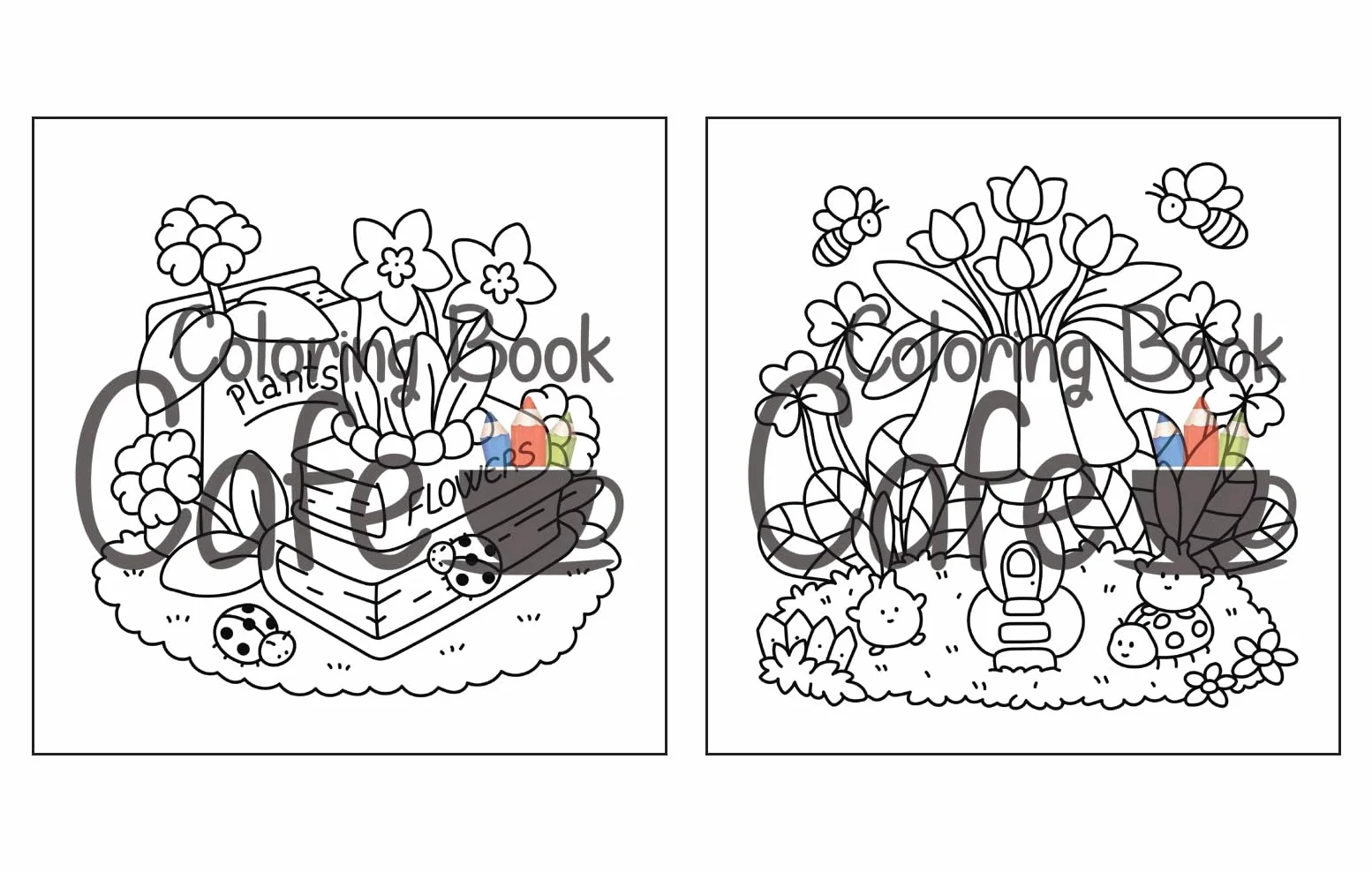 Tiny Gardens: Cute & Comfy Coloring Book for Adults and Teens Featuring Adorable Garden Scenes