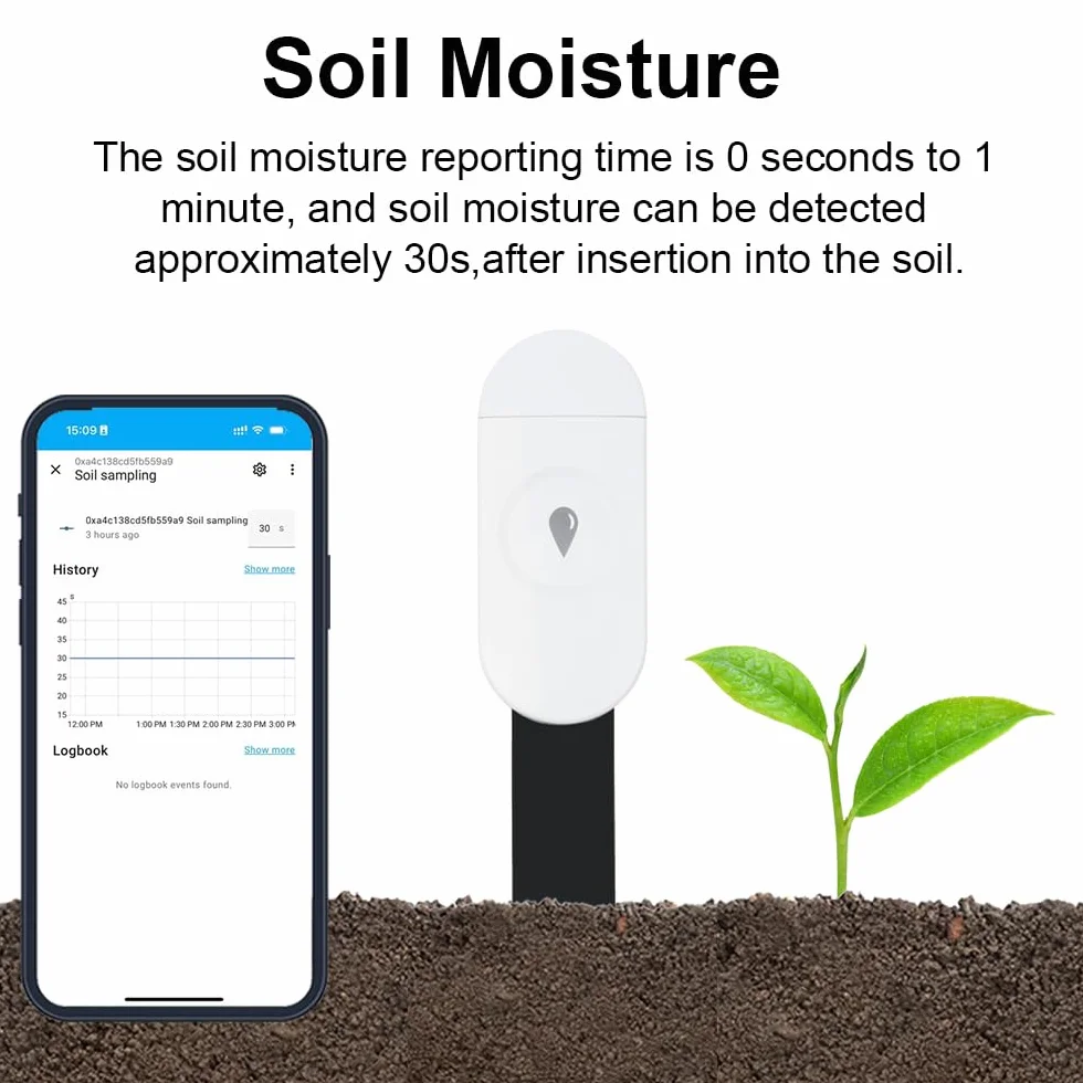 Inteligentny czujnik wilgotności gleby Haozee, wymaga koncentratora Zigbee, higrometru/termometru do sadzenia w ogrodzie, kompatybilny z Home Assistant Zigbee2mqtt