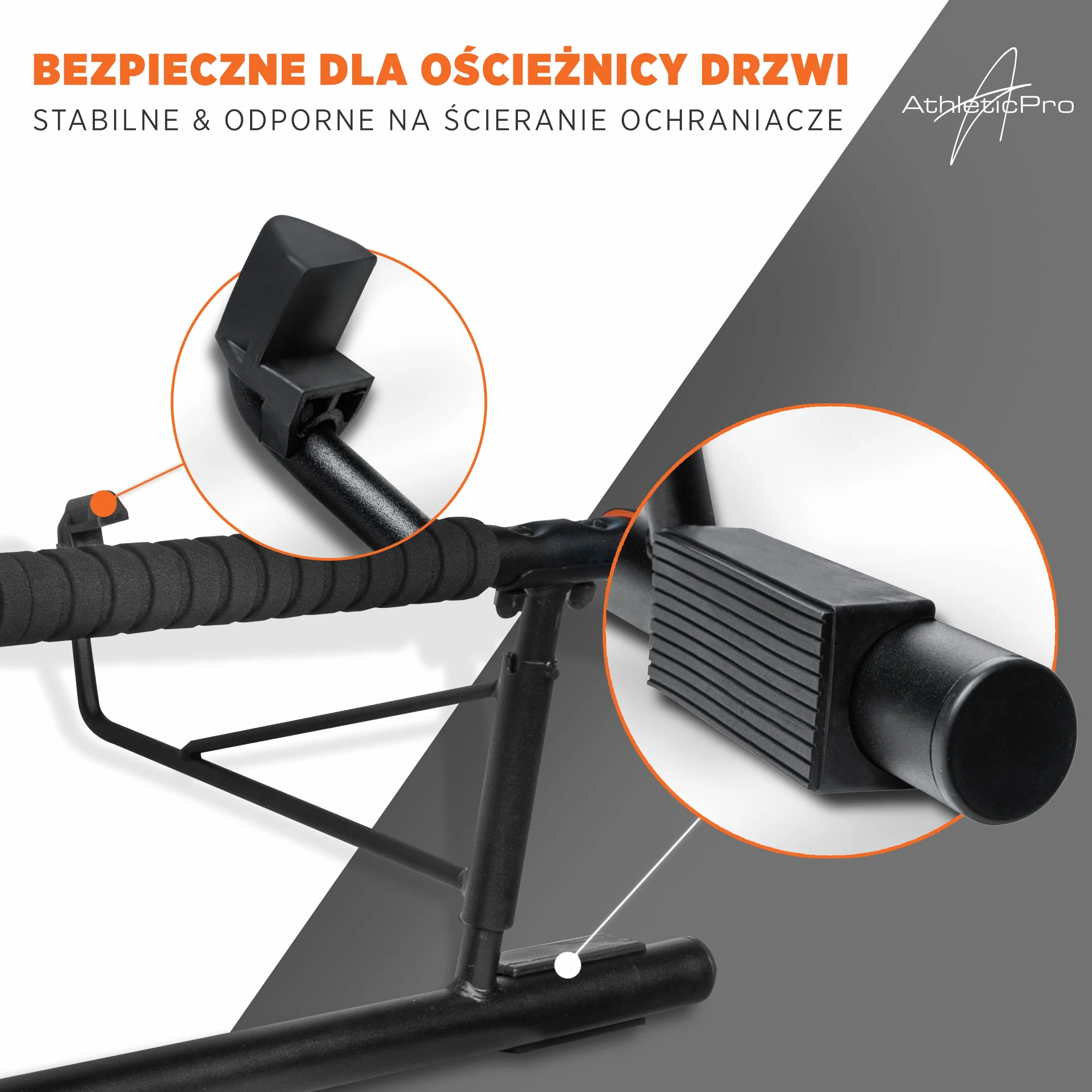 AthleticPro - Drążek do podciągania, rama drzwi ze stacją do dipów – obciążenie do 200 kg – bezpieczny drążek do podciągania – 20 cm wyższy w ramie – Dips & Push Up