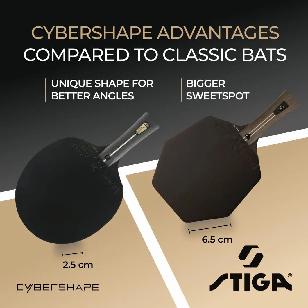 STIGA Pro Carbon+ Cybershape rakieta do tenisa stołowego, 5-gwiazdkowa profesjonalna rakieta do tenisa stołowego o sześciokątnym kształcie dla graczy ofensywnych