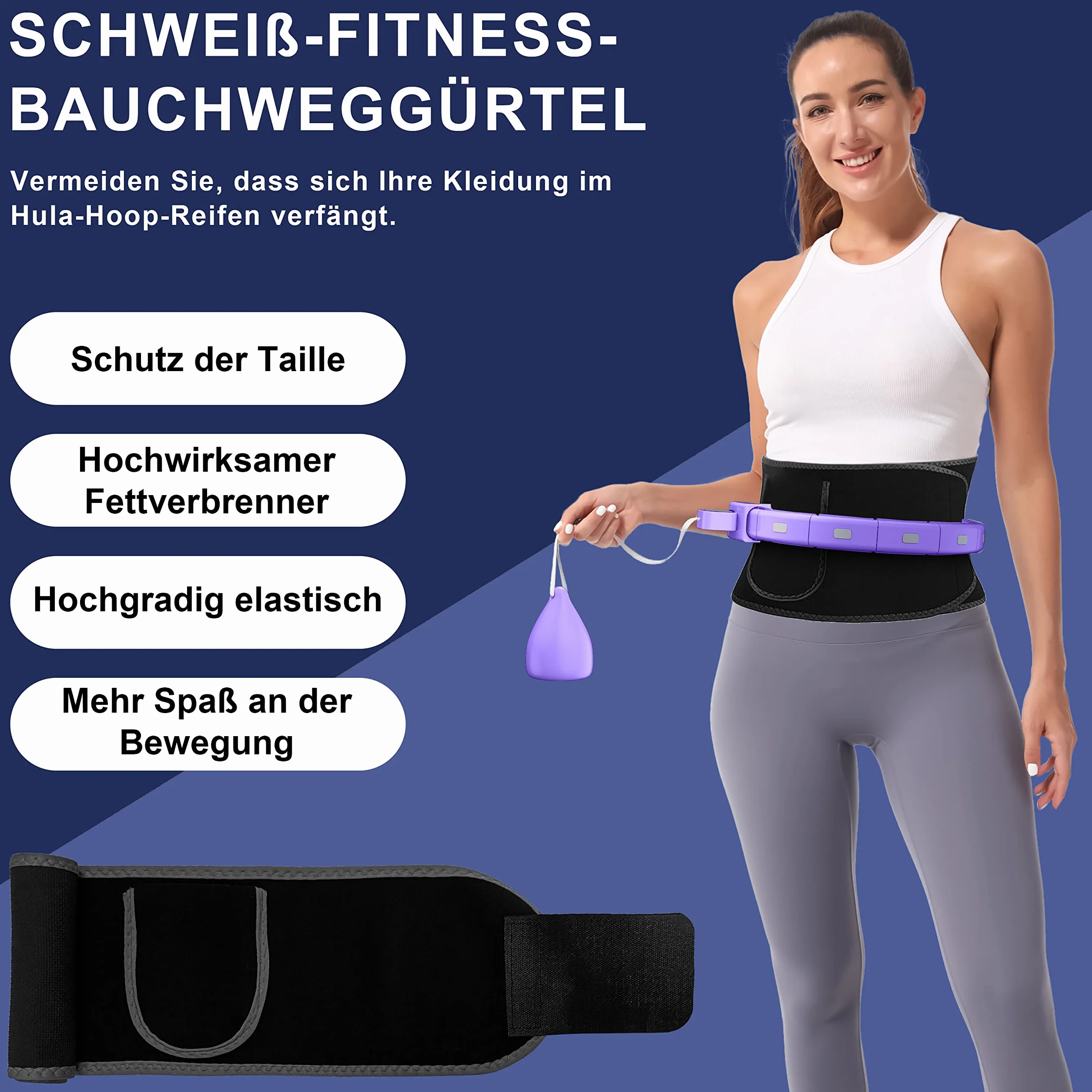 Smart Fitness Hoop obręcz fitness z kulkami obciążającymi i wypustkami, cicha hula hop do odchudzania