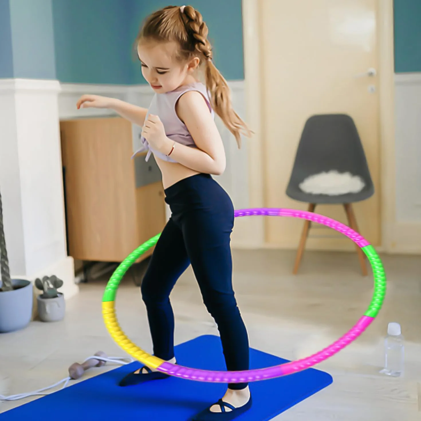 Regulowany hula hoop fitness, 7 elementów, zdejmowana obręcz do odchudzania