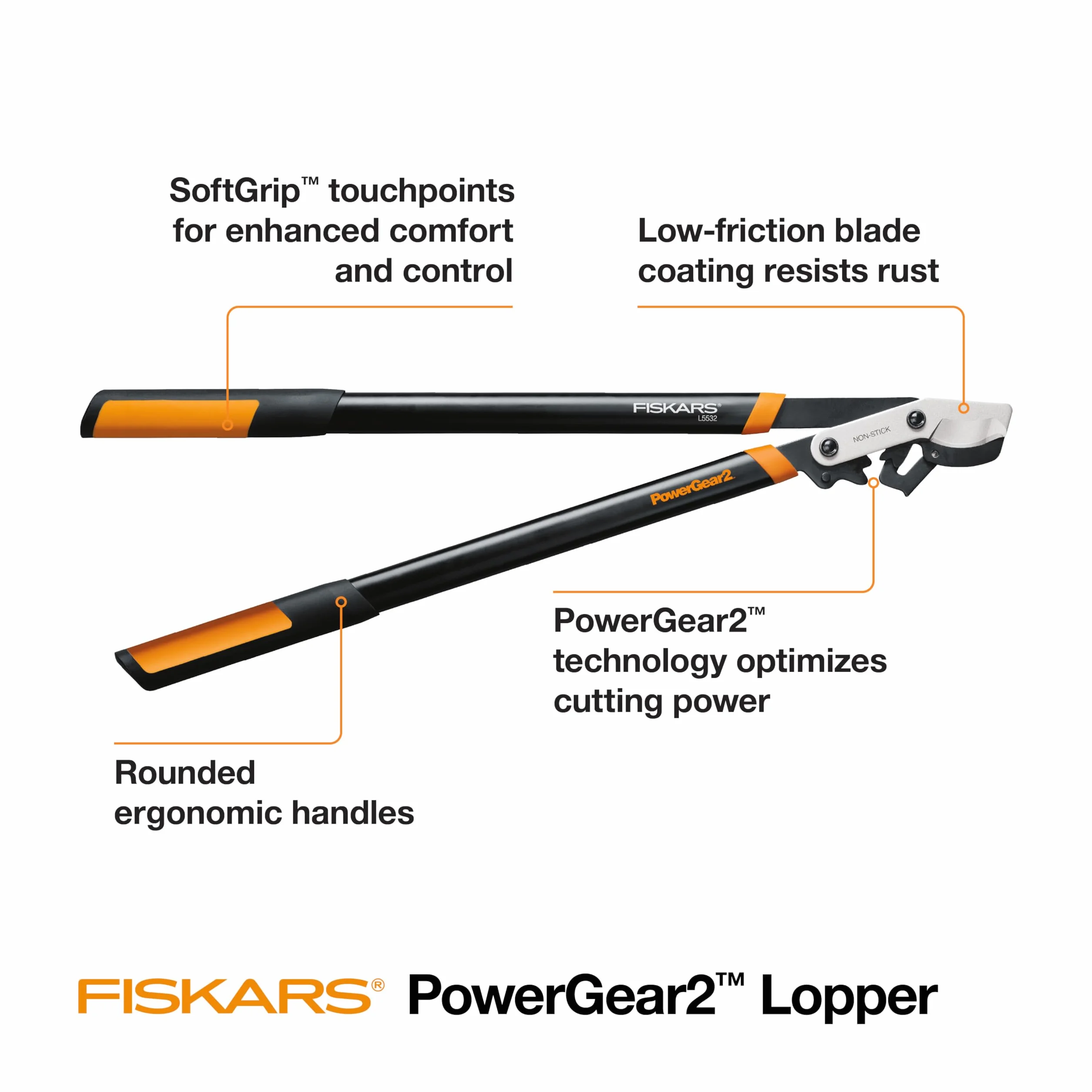 Fiskars 32-calowy PowerGear2 Lopper, import z USA