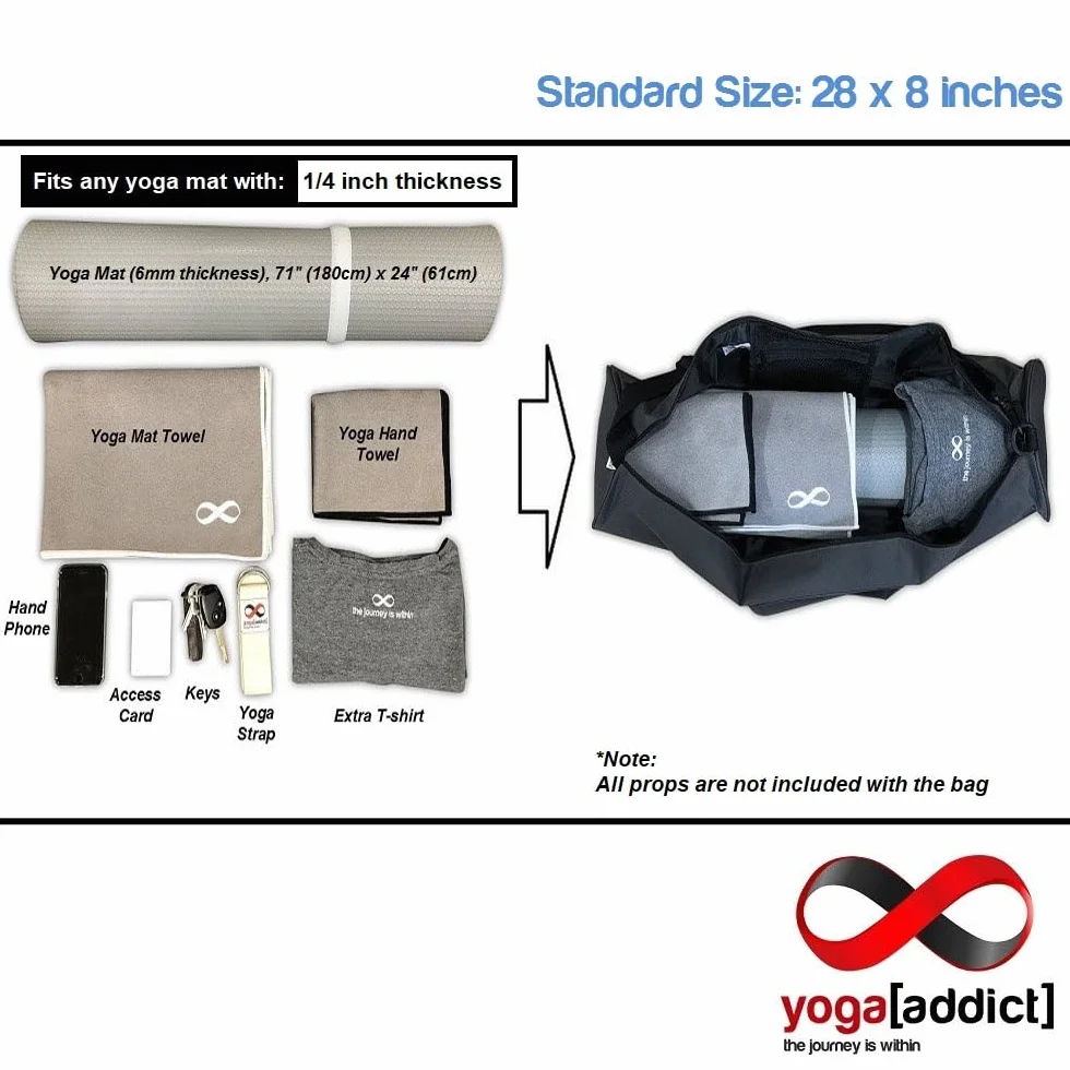 YogaAddict duża torba na matę do jogi z kieszeniami regulowany pasek