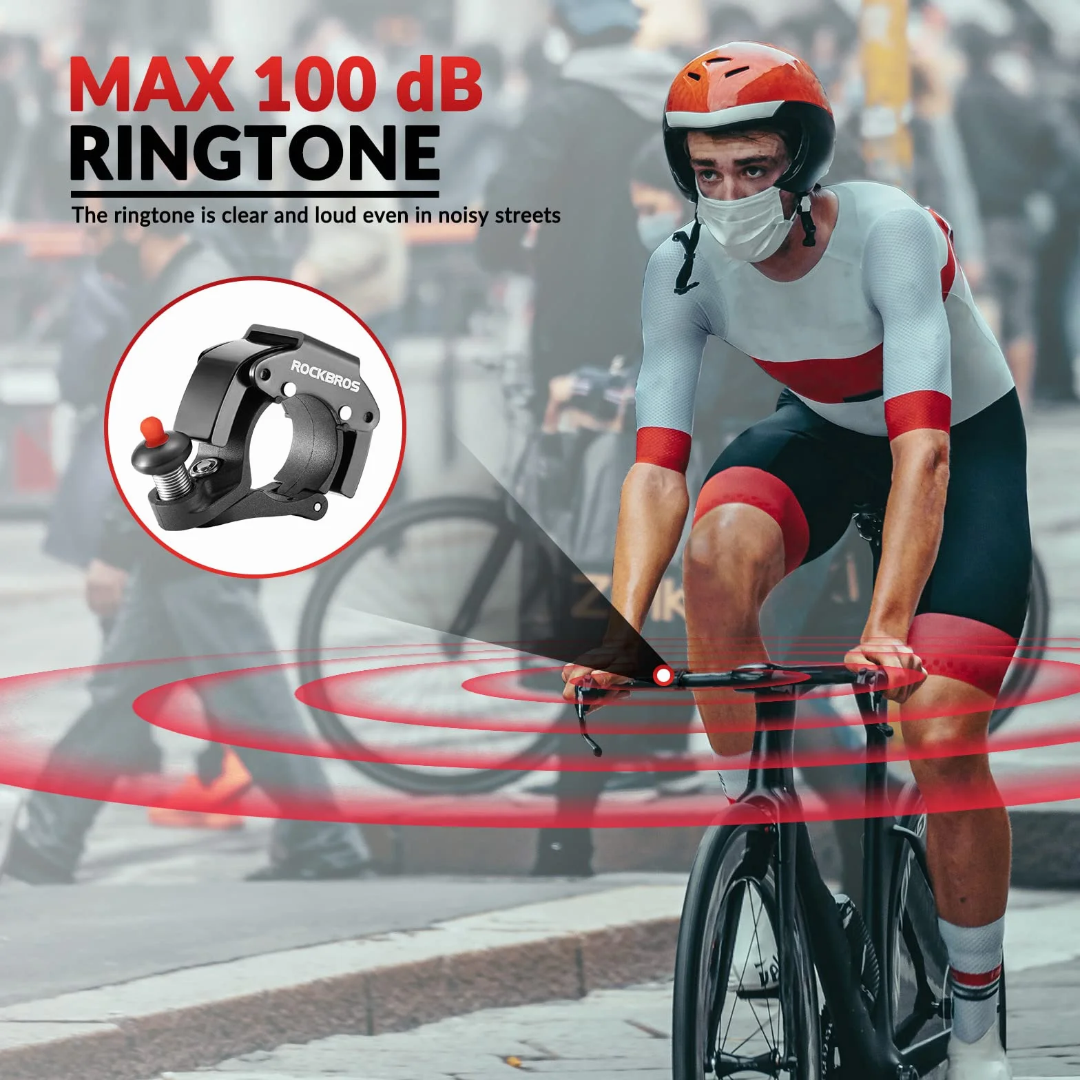 ROCKBROS Dzwonek Rowerowy Mini 100db Głośny Stop Aluminium 22,2mm