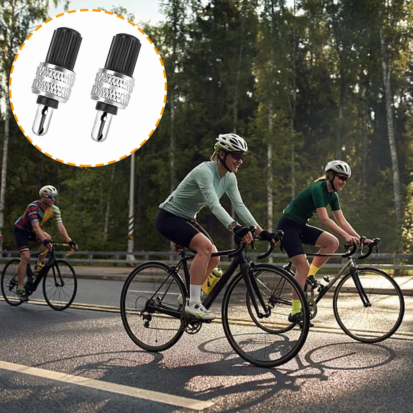 Zestaw wymiennych zaworów rowerowych, 16 sztuk, z uszczelką, zaślepkami na wentyle, akcesoria zamienne, niemiecki wentyl rowerowy do rowerów miejskich, trekkingowych