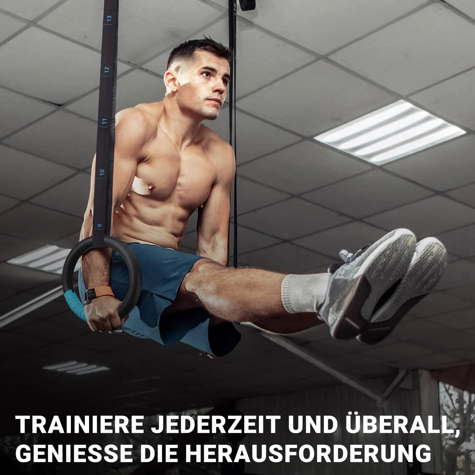 MOCOBO Pierścienie gimnastyczne z tworzywa ABS, do użytku wewnątrz i na zewnątrz, antypoślizgowe, do podciągania, pierścienie treningowe, pierścienie do gimnastyki na siłownię, do domu, fitnessu