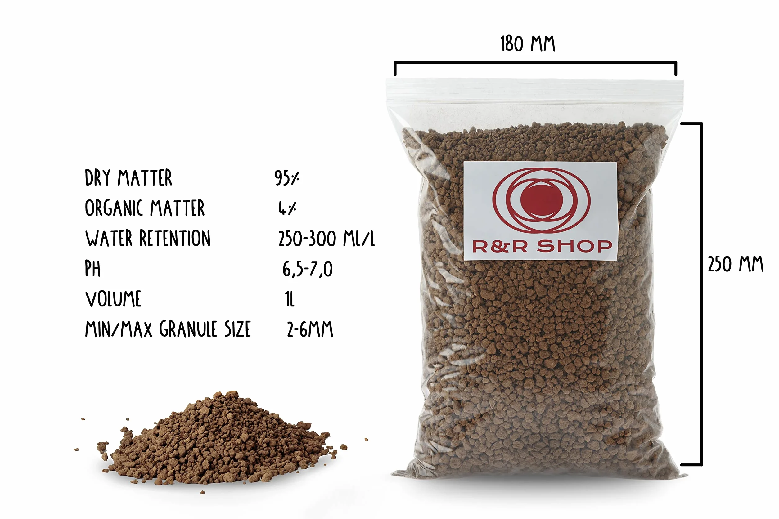 R&R SHOP – japońska Akadama twarda jakość do uprawy Bonsai, o granulacji od 2 do 6 mm (1L)