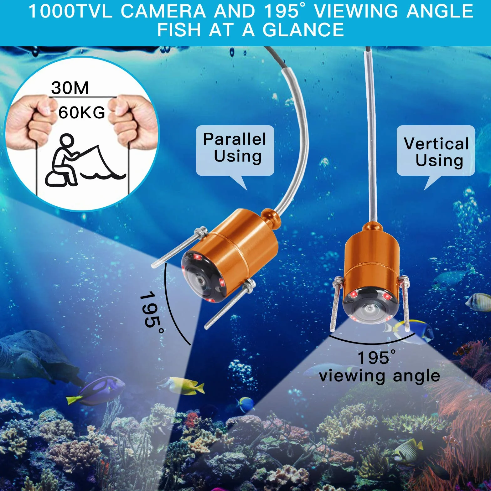Fish Finder kamera wędkarska z wyświetlaczem IPS 4,3" do wędkarstwa podwodnego