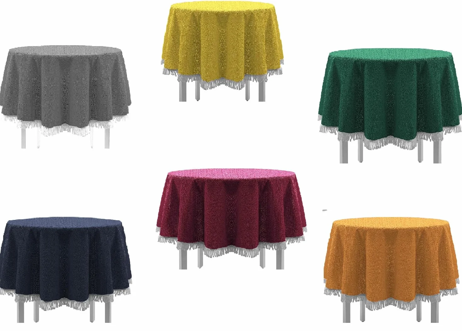 EXKLUSIV HEIMTEXTIL Klasyczny obrus na stół ogrodowy z frędzlami, z miękkiej pianki, antypoślizgowy, do ogrodu, na balkon, taras, 160 cm, okrągły, zielony