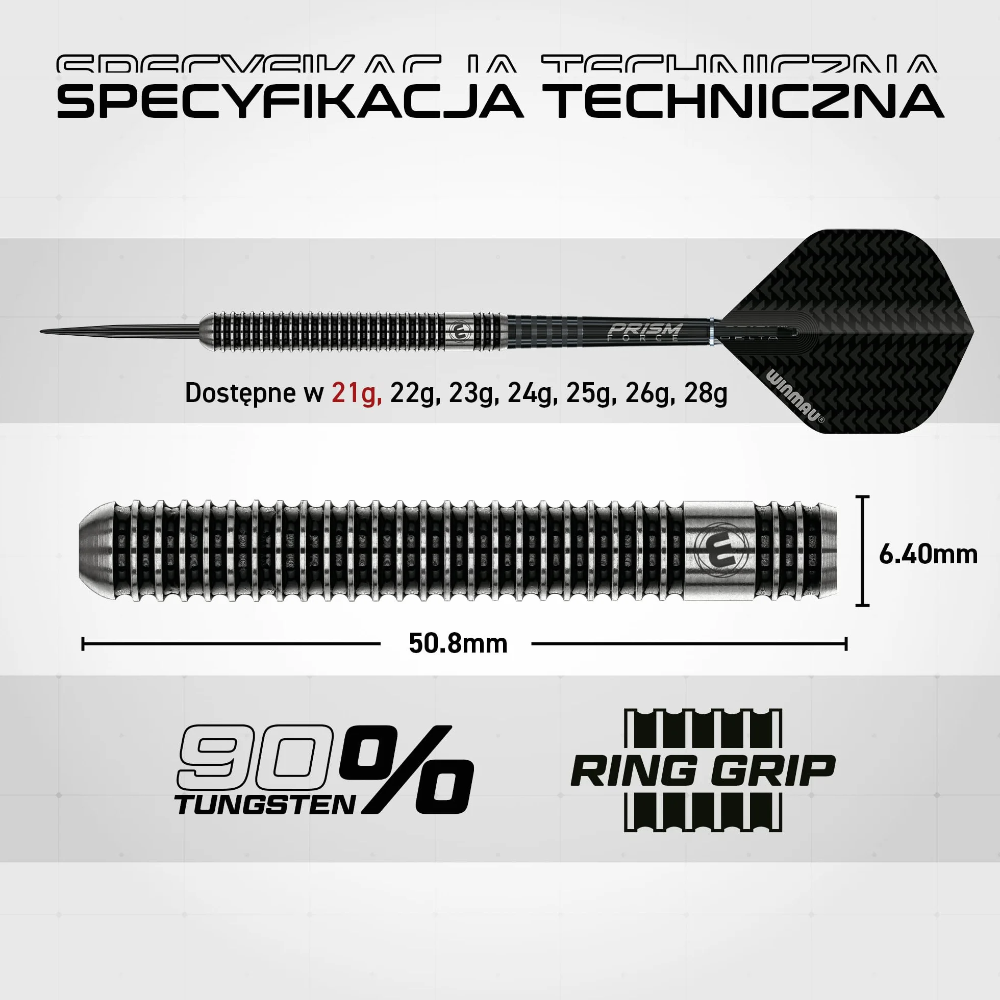 WINMAU Seria Blackout 90% rzutki wolframowe zestaw z lotkami i trzonkami 16 g 18 g 21 g 22 g 23 g 24 g