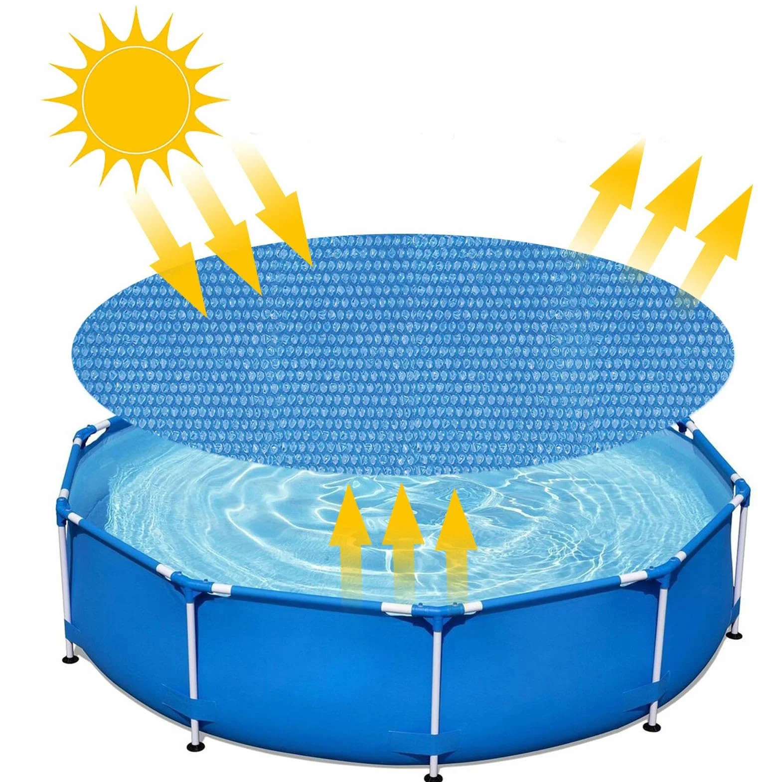 Solarna osłona bąbelkowa do wanny z hydromasażem, okrągły koc słoneczny na basen, pokrowiec ochronny do izolacji cieplnej basenu, ochronny okrągły koc termiczny z bąbelkami powietrza w kształcie serca