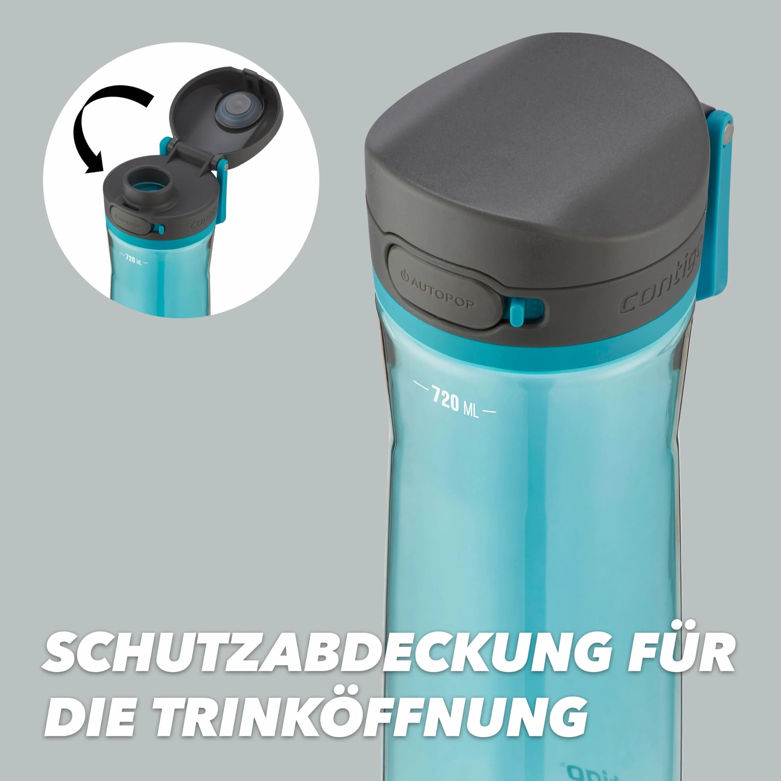 Contigo Jackson Butelka na napoje, duża butelka bez BPA, w 100% szczelna, nadaje się do mycia w zmywarce, do uprawiania sportu, roweru, joggingu, wędrówek, pracy, szkoły, 720 ml
