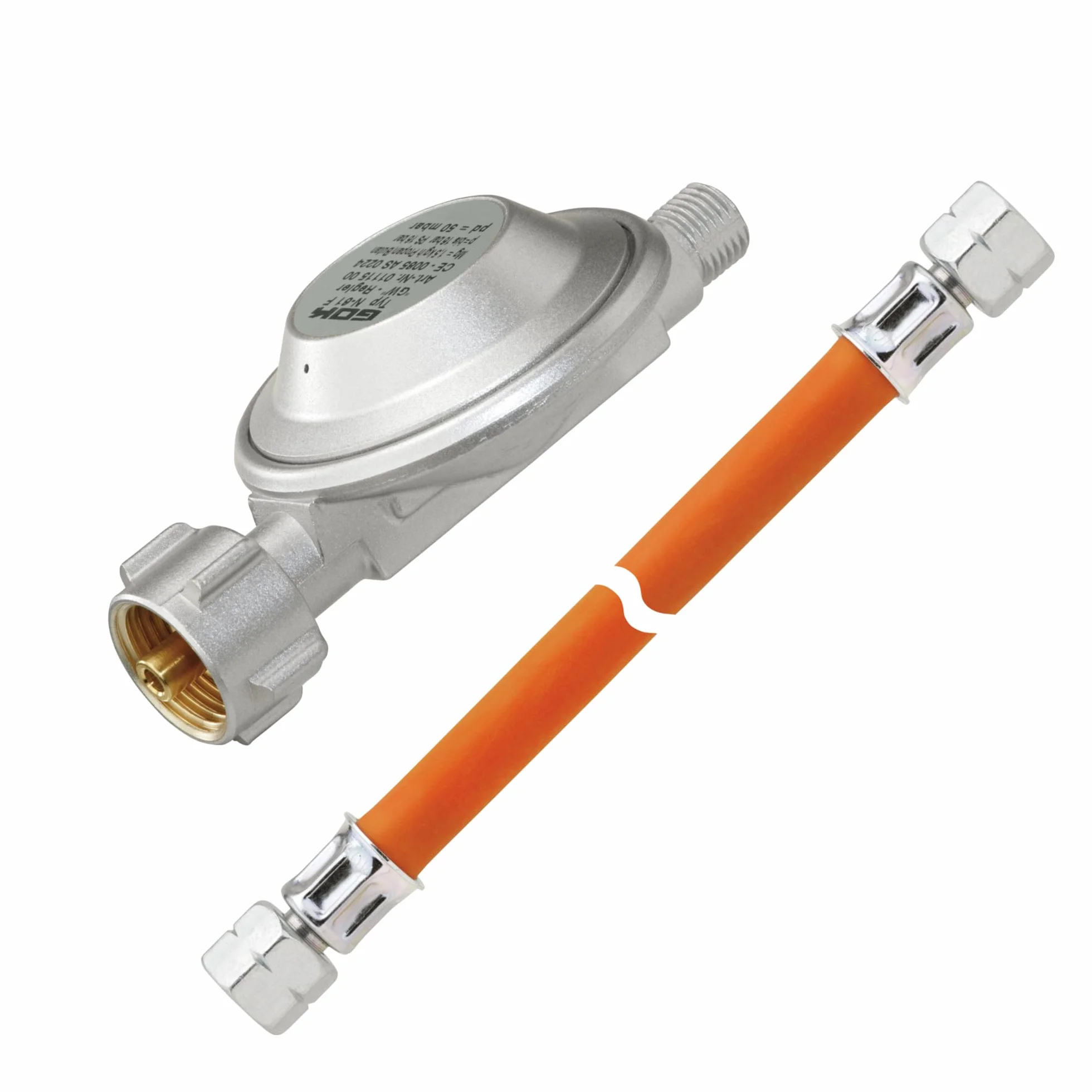 Zestaw regulatorów węża, ciśnienie robocze: 50 mbar; długość: 150 cm