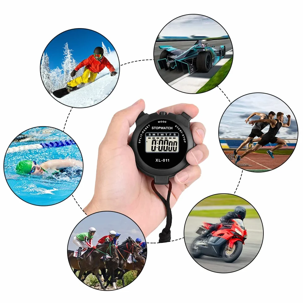 Vicloon Cyfrowy Stoper Sportowy Elektroniczny Zegarek Chronometr Bieganie Siłownia (Czarny)