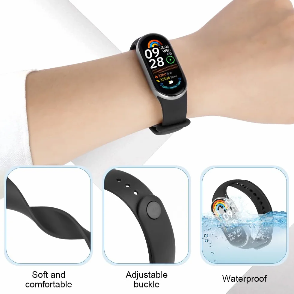 Ainiv Paski silikonowe kompatybilne z Xiaomi Band 8/9, wymienny pasek do Smart Band 8, kolorowe opaski