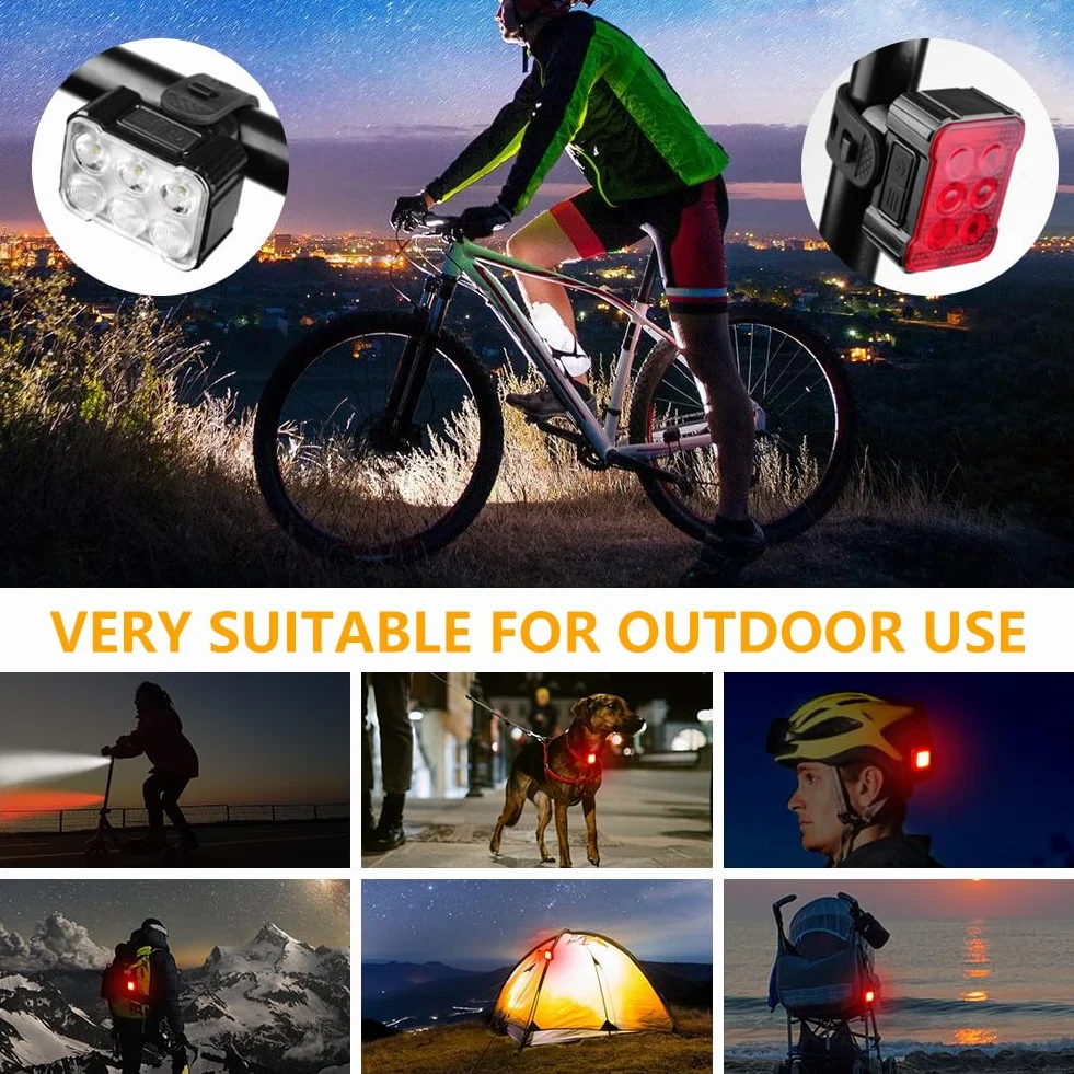 Ainiv Bike Lights Front and Rear, Wodoodporne LED Bike Light, Ultra Slim USB Rechargeable Bike Lights, Zestaw świateł rowerowych do jazdy na rowerze, MTB, rower hybrydowy, jazda nocna