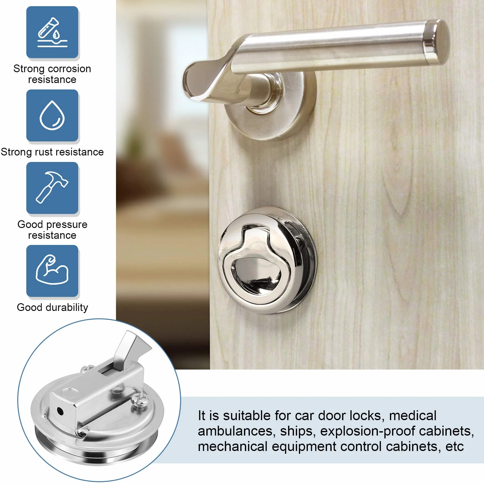 Podtynkowy zatrzask klapy, zatrzask klapowy ze stali nierdzewnej 1,8 cala morski zamek klapy mostu pierścień uchwyt Flush Pull Hatch Latch Latch do sprzętu łodzi morskiej RV jacht