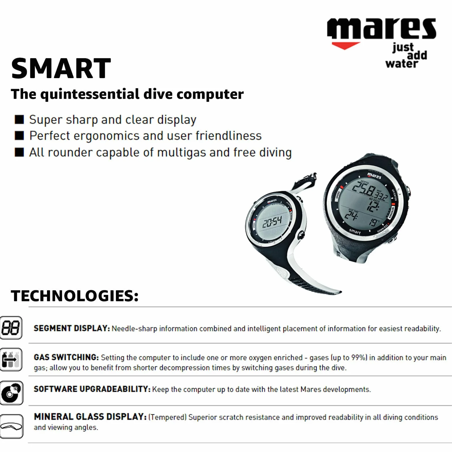 Mares Inteligentny komputer nurkowy czarny