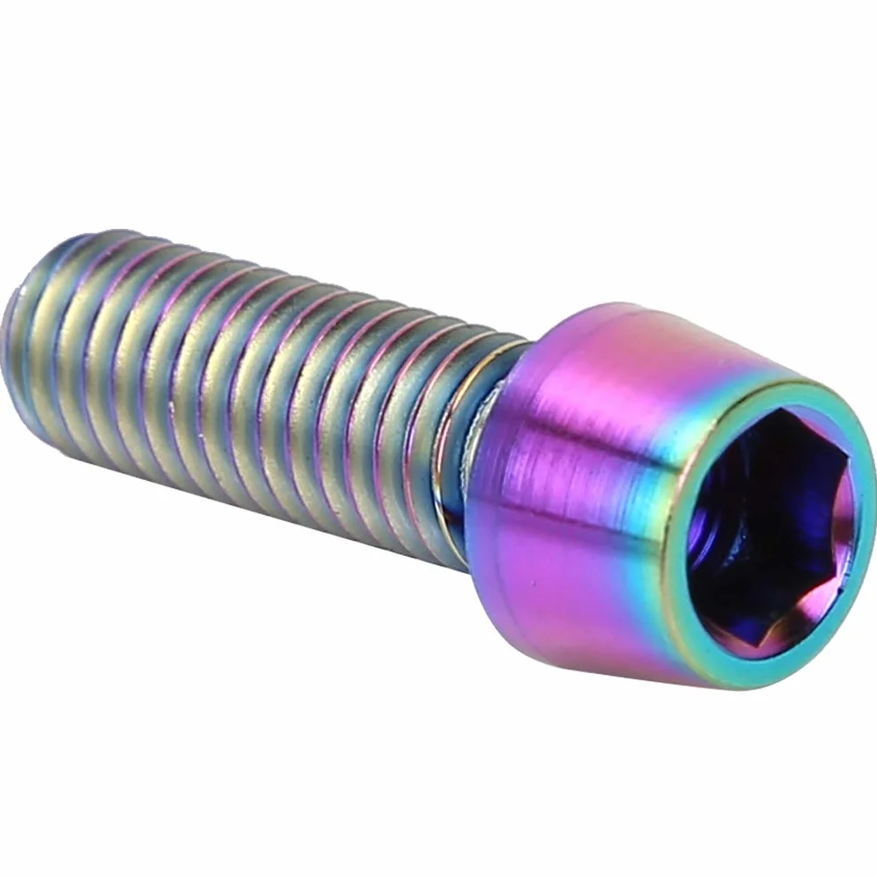 Śruby do dźwigni hamulca, 4 sztuki, M6 x 18 mm, ze stopu tytanu, stożkowe śruby do kierownicy roweru górskiego, wspornika kierownicy, sztycy podsiodłowej