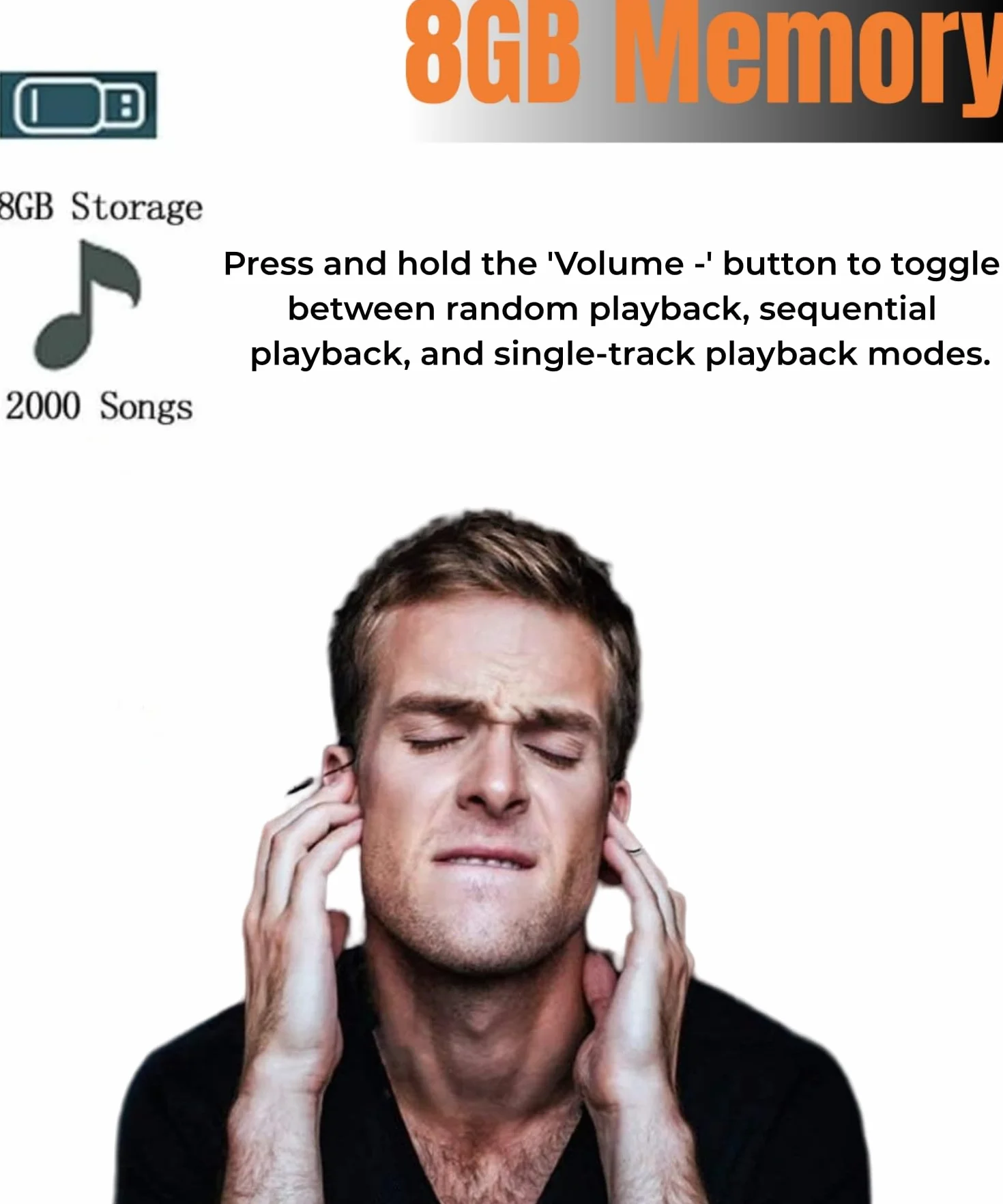 Tayogo Odtwarzacz MP3 Wodoodporny 8GB IPX8 Zestaw Słuchawkowy Do Pływania 20h