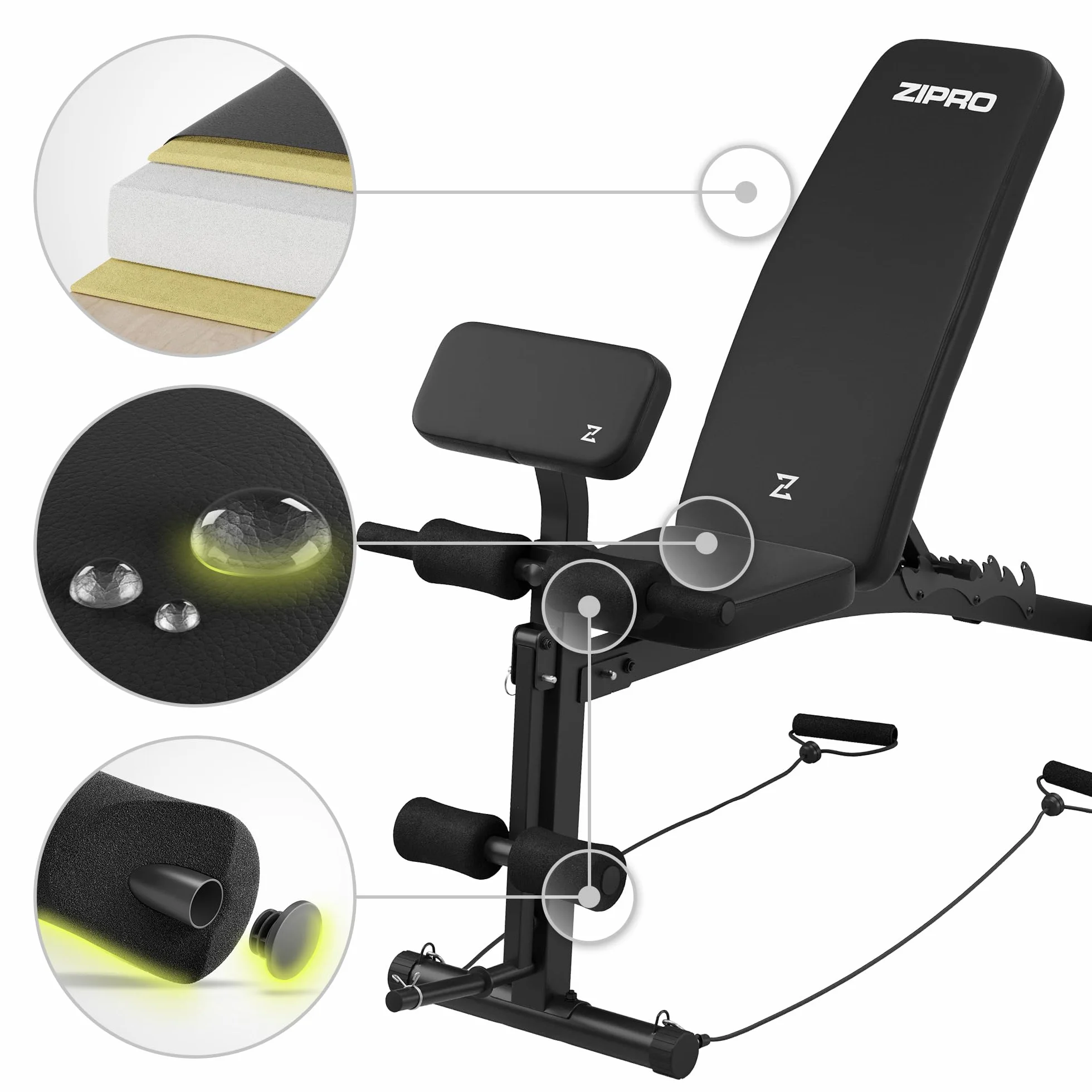 Zipro Uniseks 11926645 Ławka Treningowa, Czarny, do 230 kg