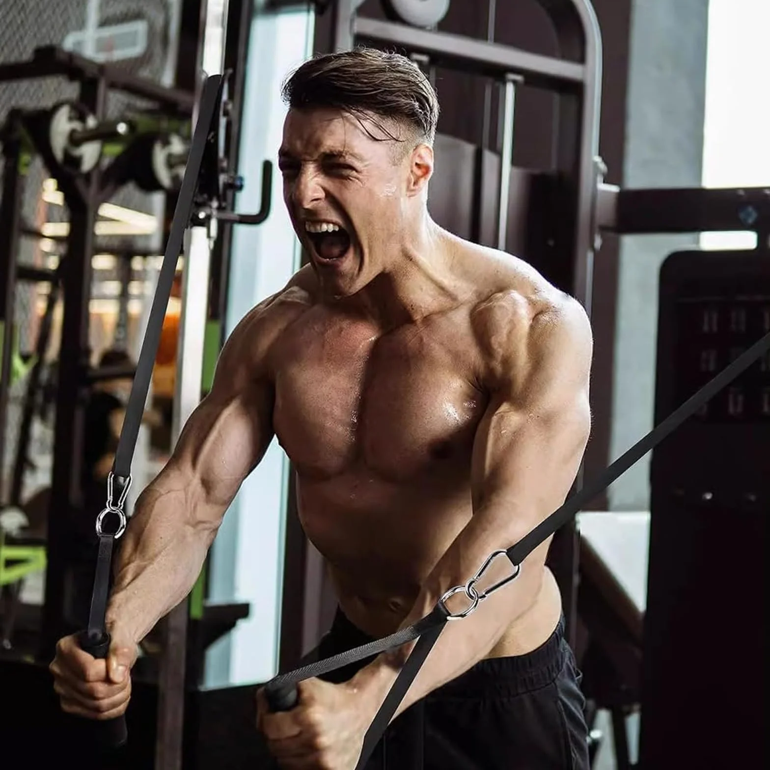 Uchwyt jednoręczny do taśm fitness 2 sztuki czarny