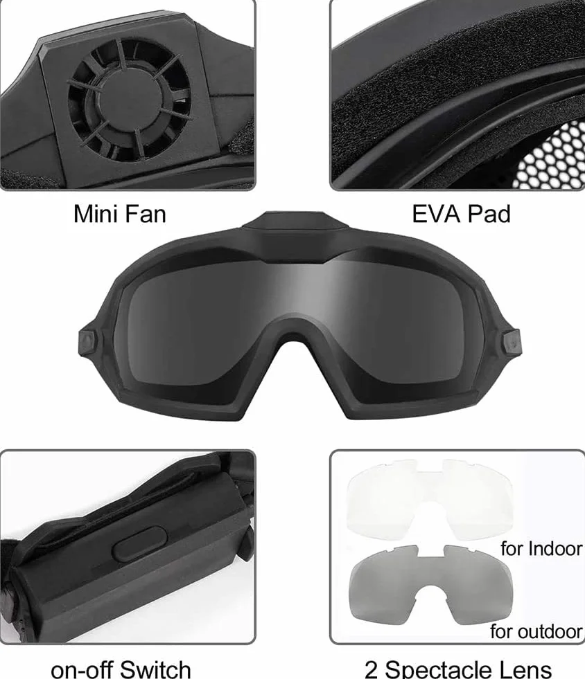 Taktyczny kask Airsoft PJ maska ochronna z goglami przeciwmgielnymi do gier Airsoft Paintball