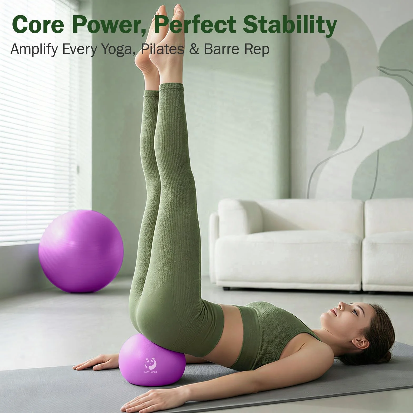 Slim Panda Mini piłka do pilatesu， Piłka do ćwiczeń mała, 23 cm, do pilatesu, z nadmuchiwaną słomką, miękka piłka do jogi, do terapii seniorów, domu, fitnessu, treningu równowagi