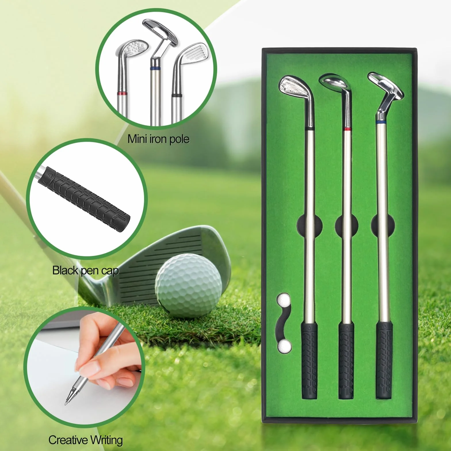Prezenty golfowe dla mężczyzn zestaw 3 długopisy z klubami golfowymi mini golf