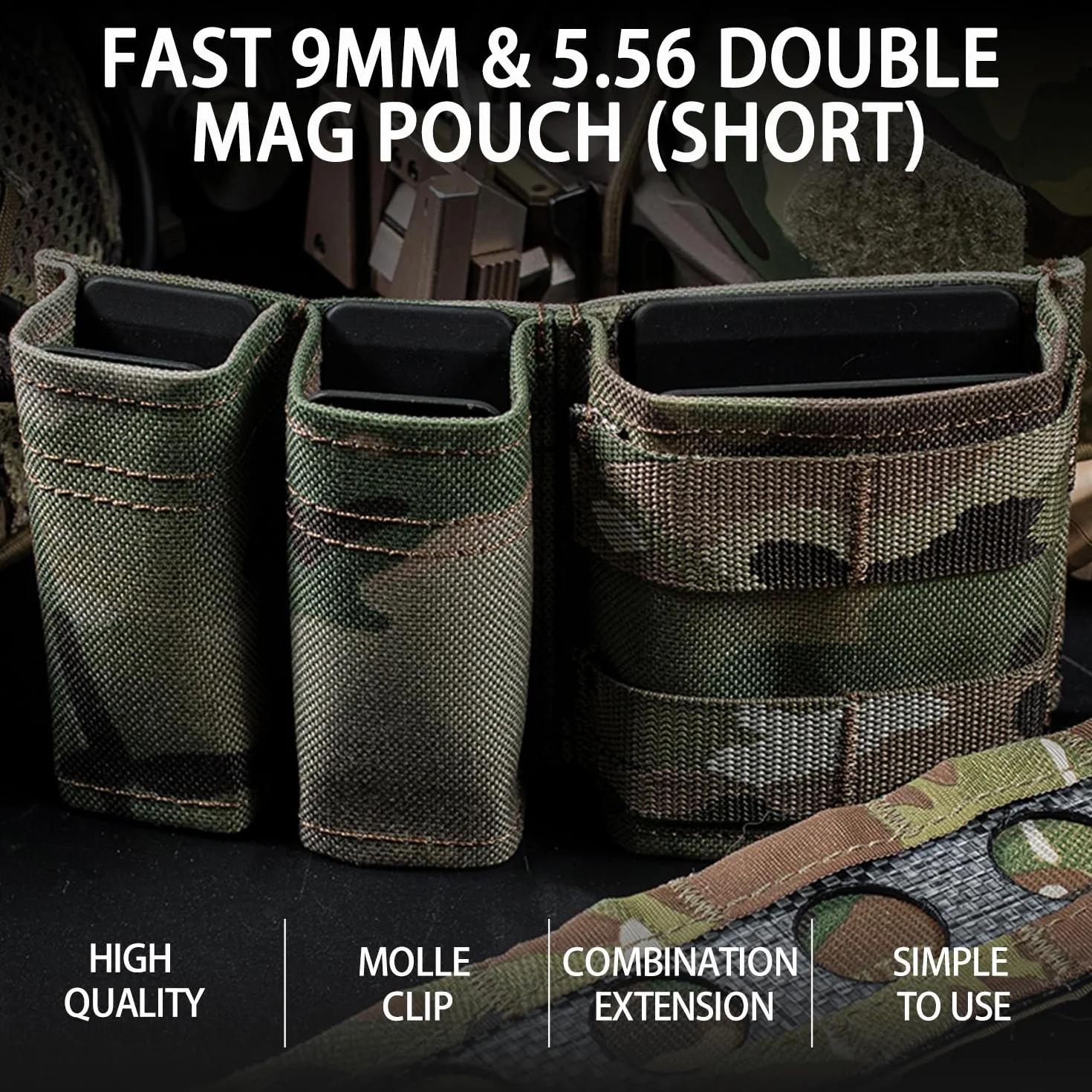 Taktyczna ładownica na magazynek MOLLE 9 mm Pistolet 5,56 mm AR15 Zestaw ładownic na magazynki karabinowe Potrójna kieszeń na magazynek Uchwyt na magazynek Molle